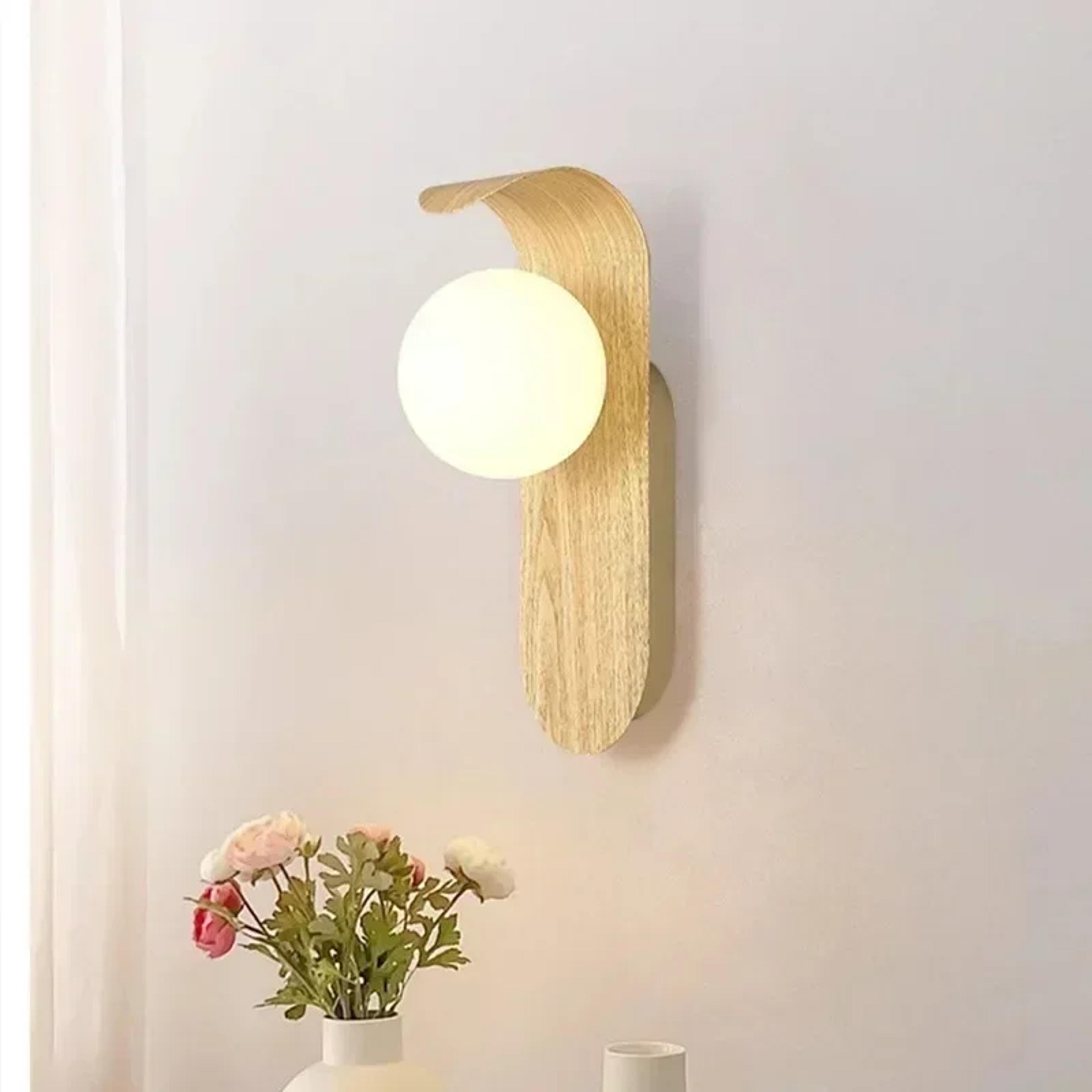 Modern Wood Grain Wall Lamp LED Wall Sconce For Bedroom Living Room Hallway With Acrylic Shade 2