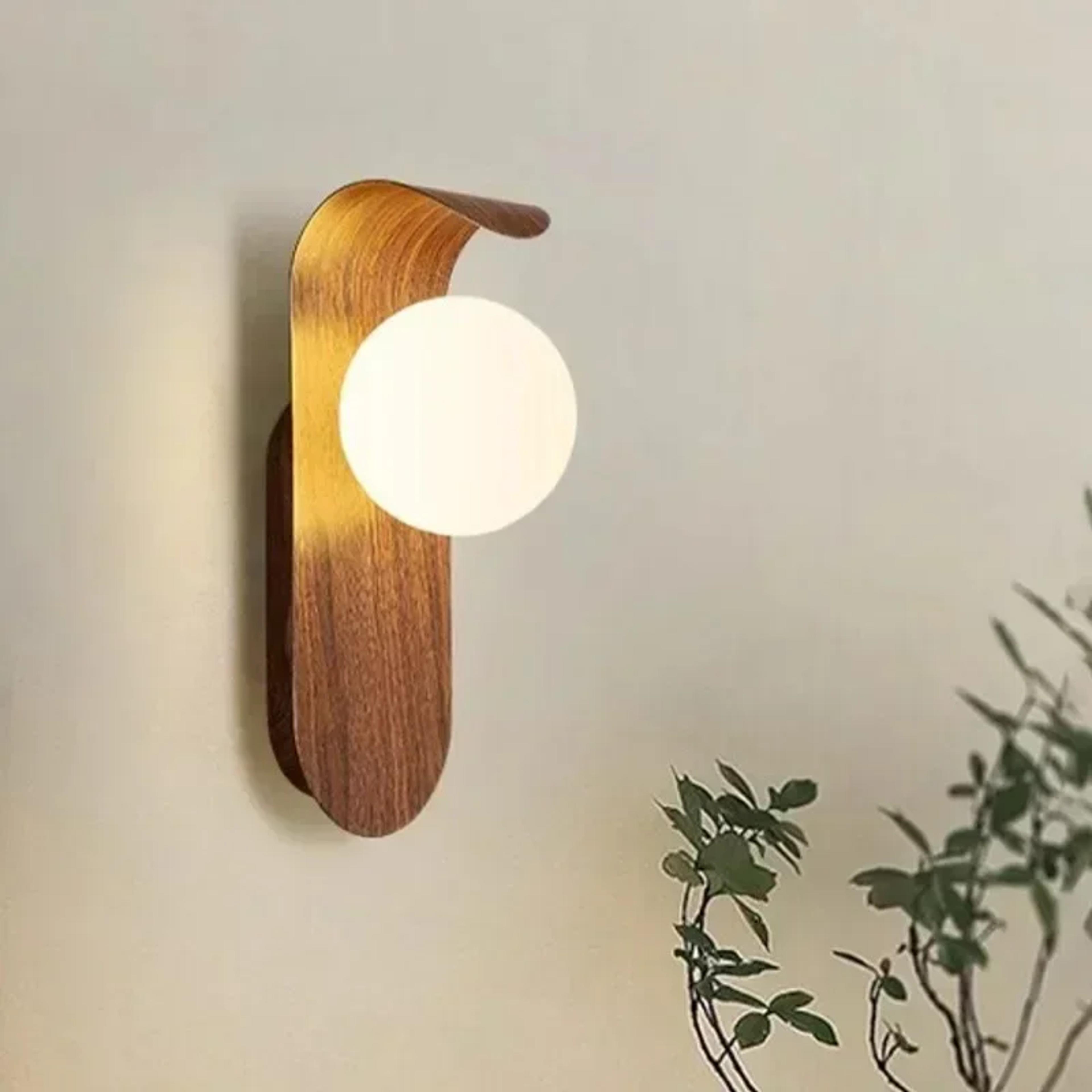 Modern Wood Grain Wall Lamp LED Wall Sconce For Bedroom Living Room Hallway With Acrylic Shade 4