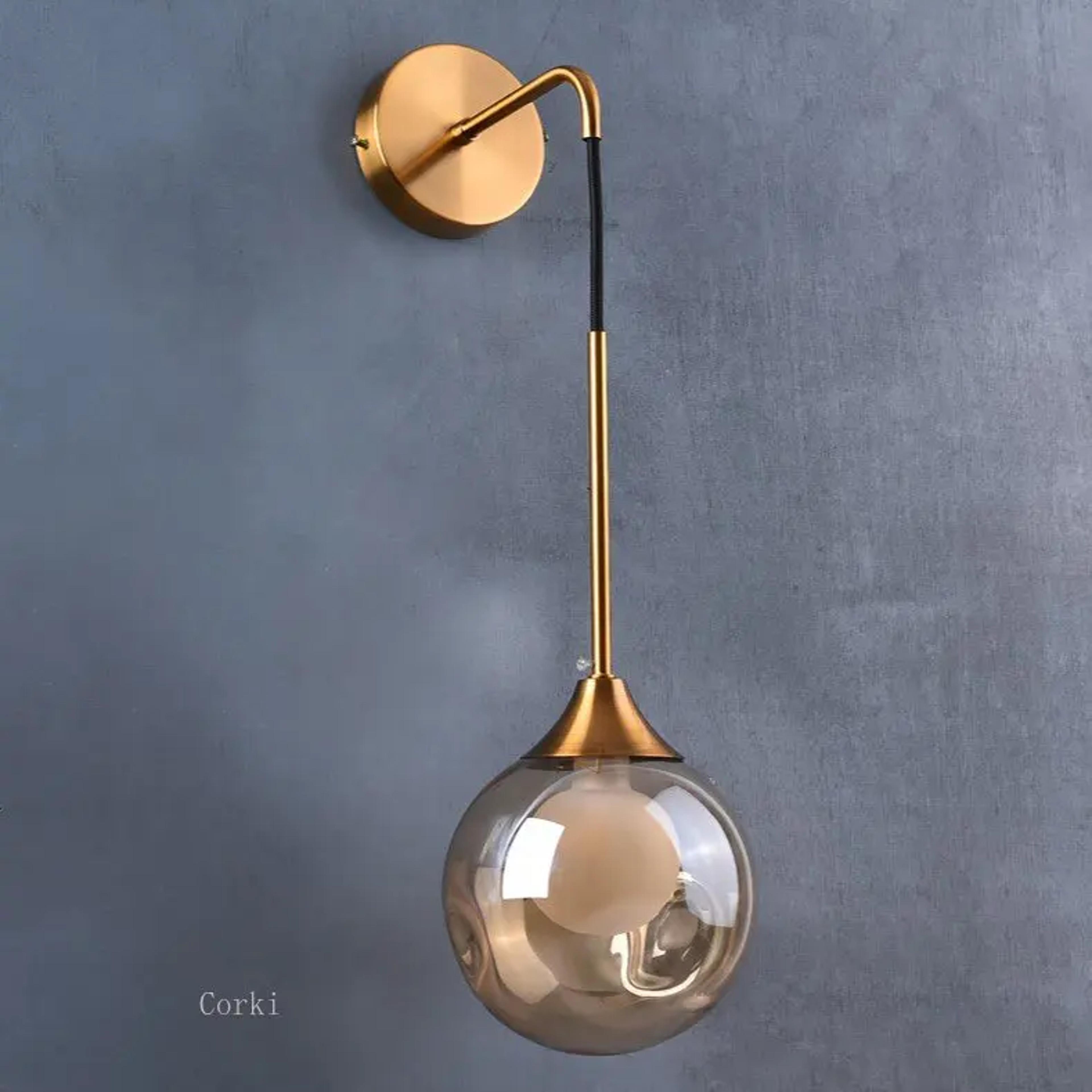 Modern LED Wall Lamp Glass Globe Gold Wall Sconce For Bedroom Living Room  Hallway 5