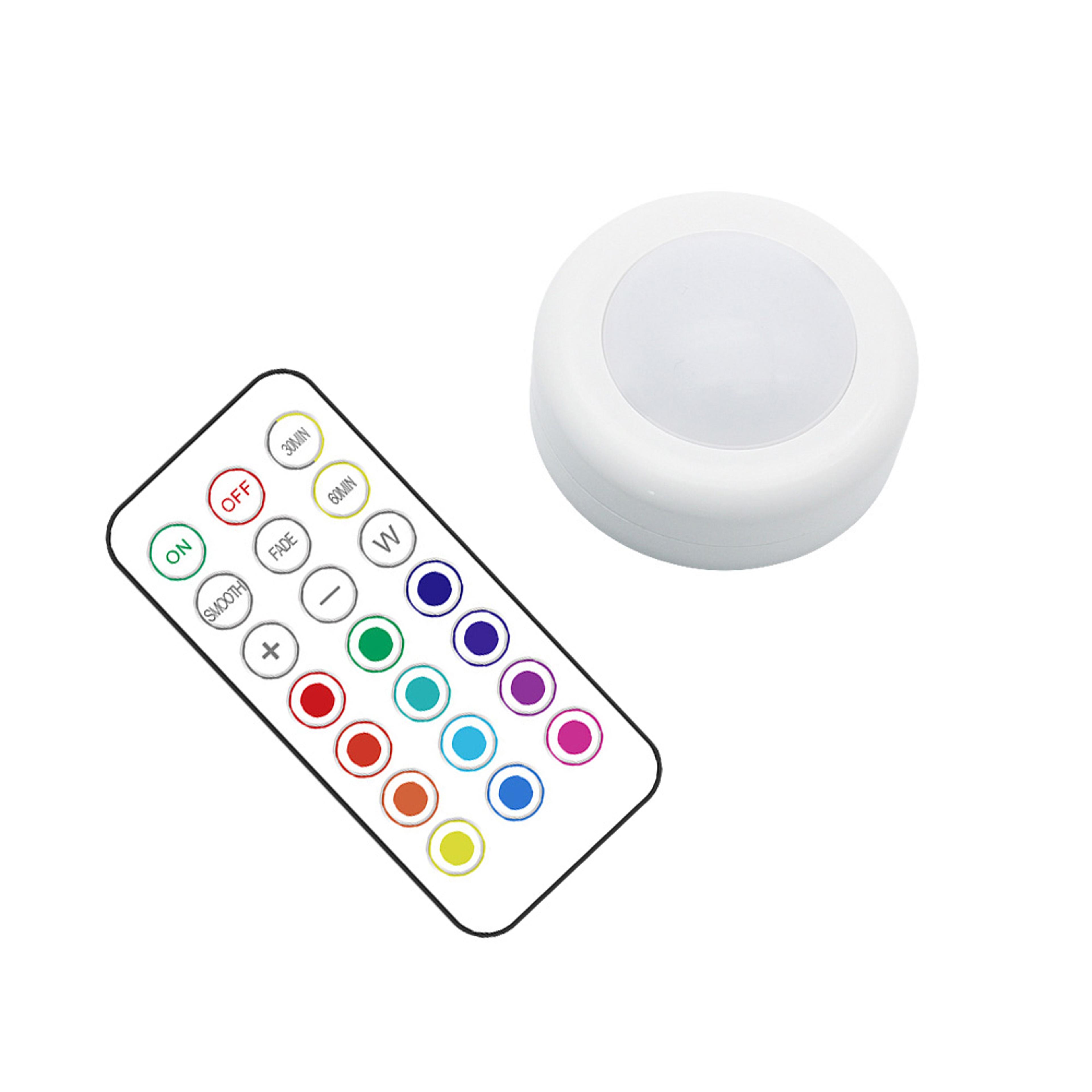 Wireless LED Puck Lights With Remote Control Dimmable RGB Cabinet Lights 6