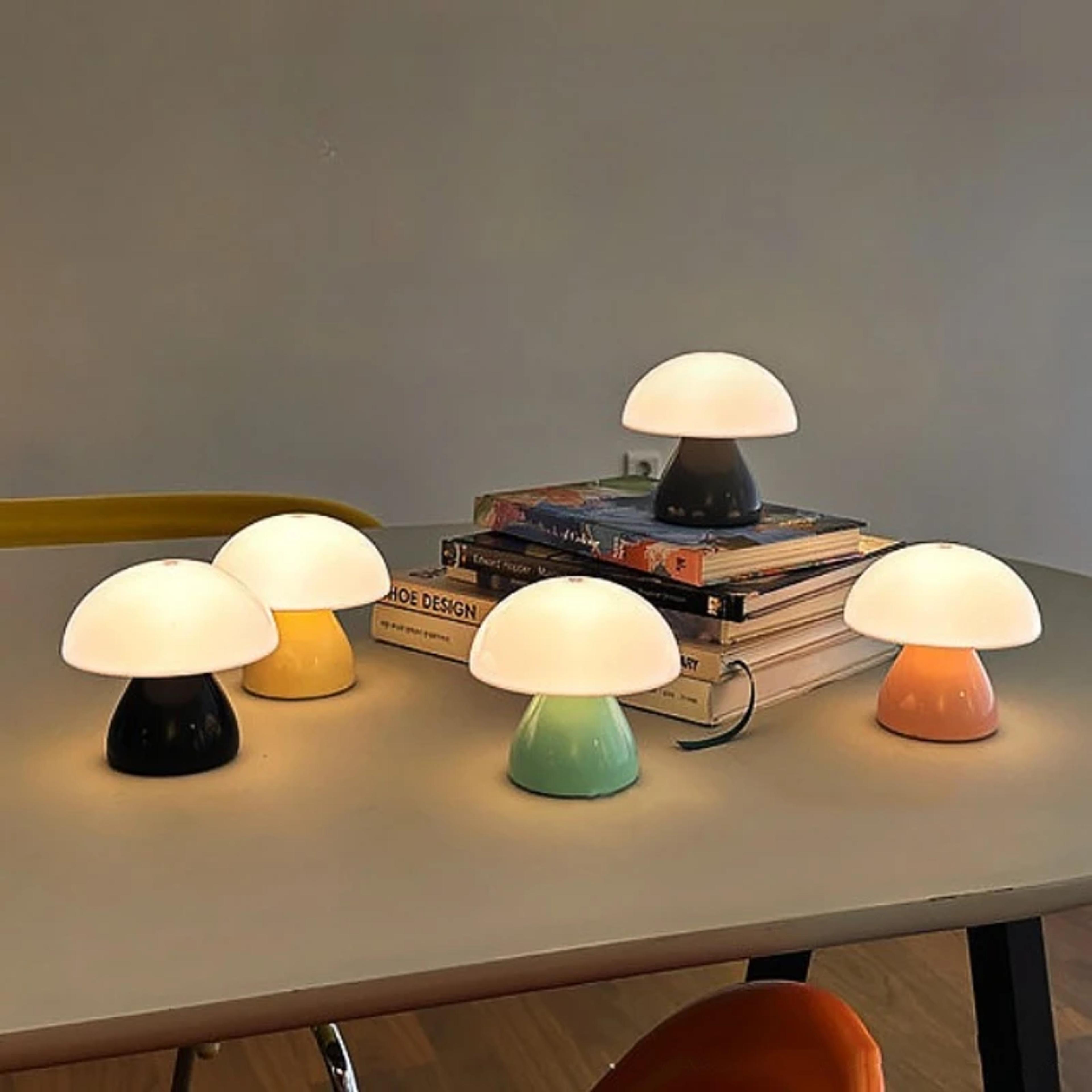 Mushroom LED Table Lamp Touch Dimming USB Rechargeable Ambient Night Light 0