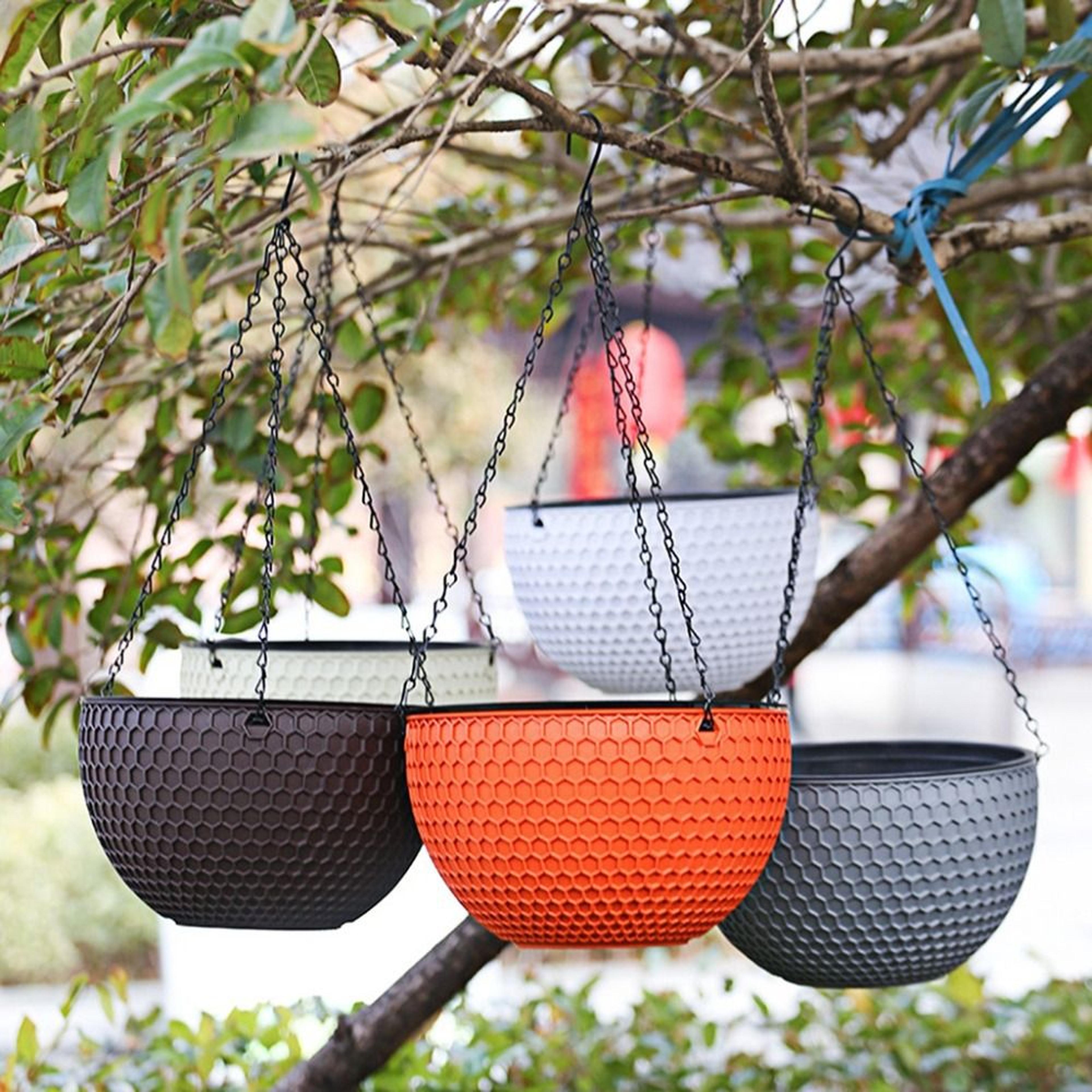 honeycomb hanging flower pot outdoor planter basket for balcony garden decor
