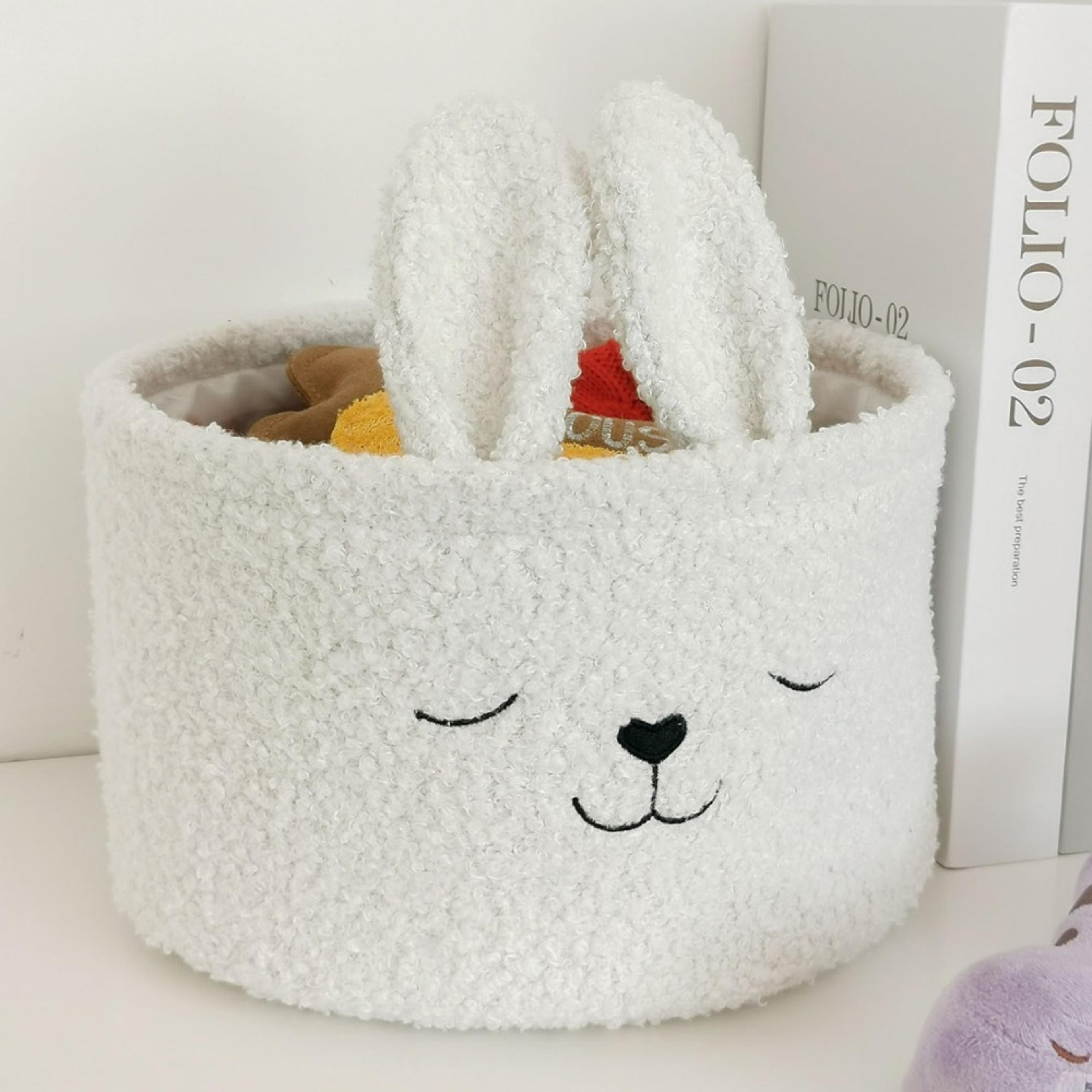 soft plush rabbit ear storage basket cute toy organizer for nursery and home