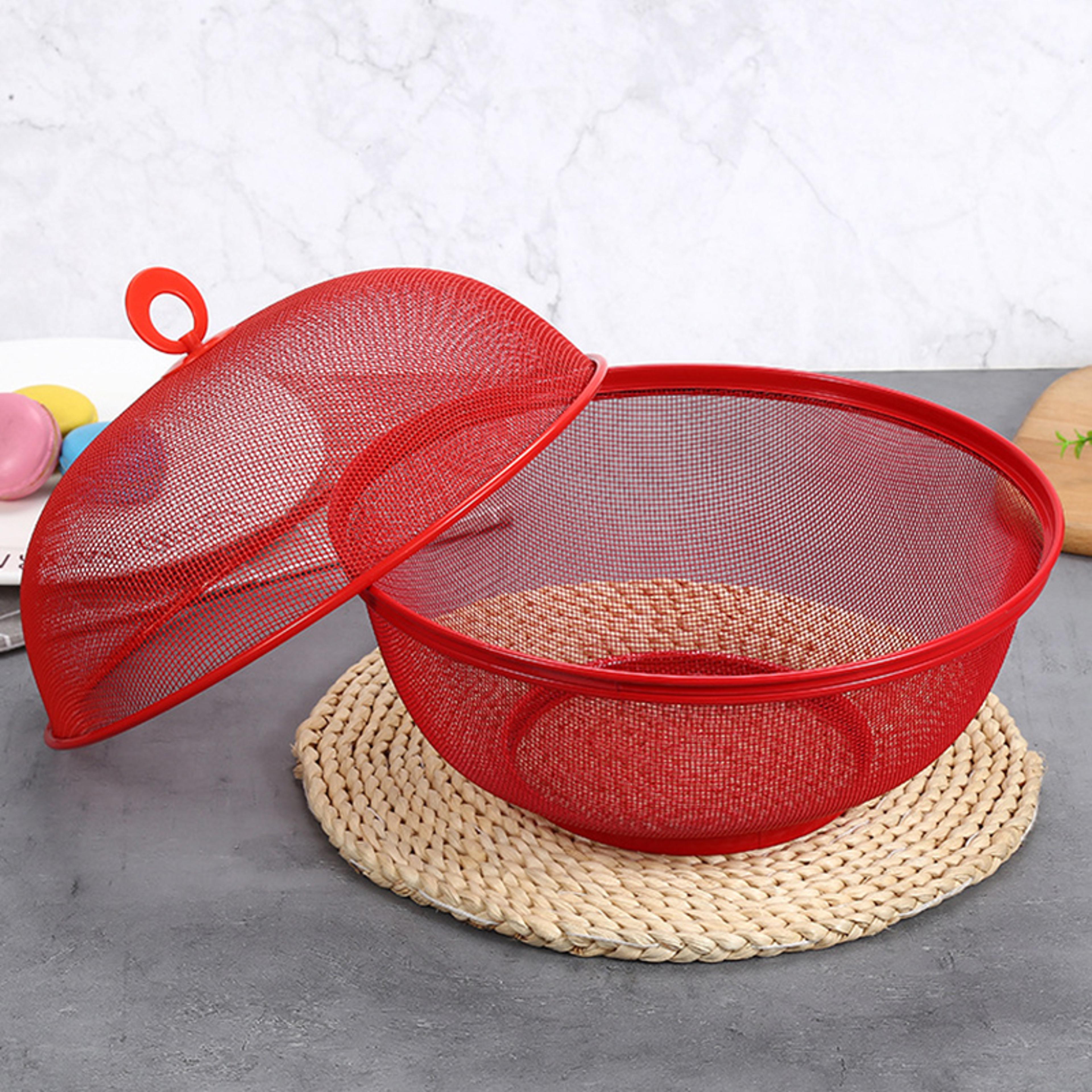 Mesh Fruit Basket With Lid Insect Proof Metal Kitchen Countertop Organizer 0