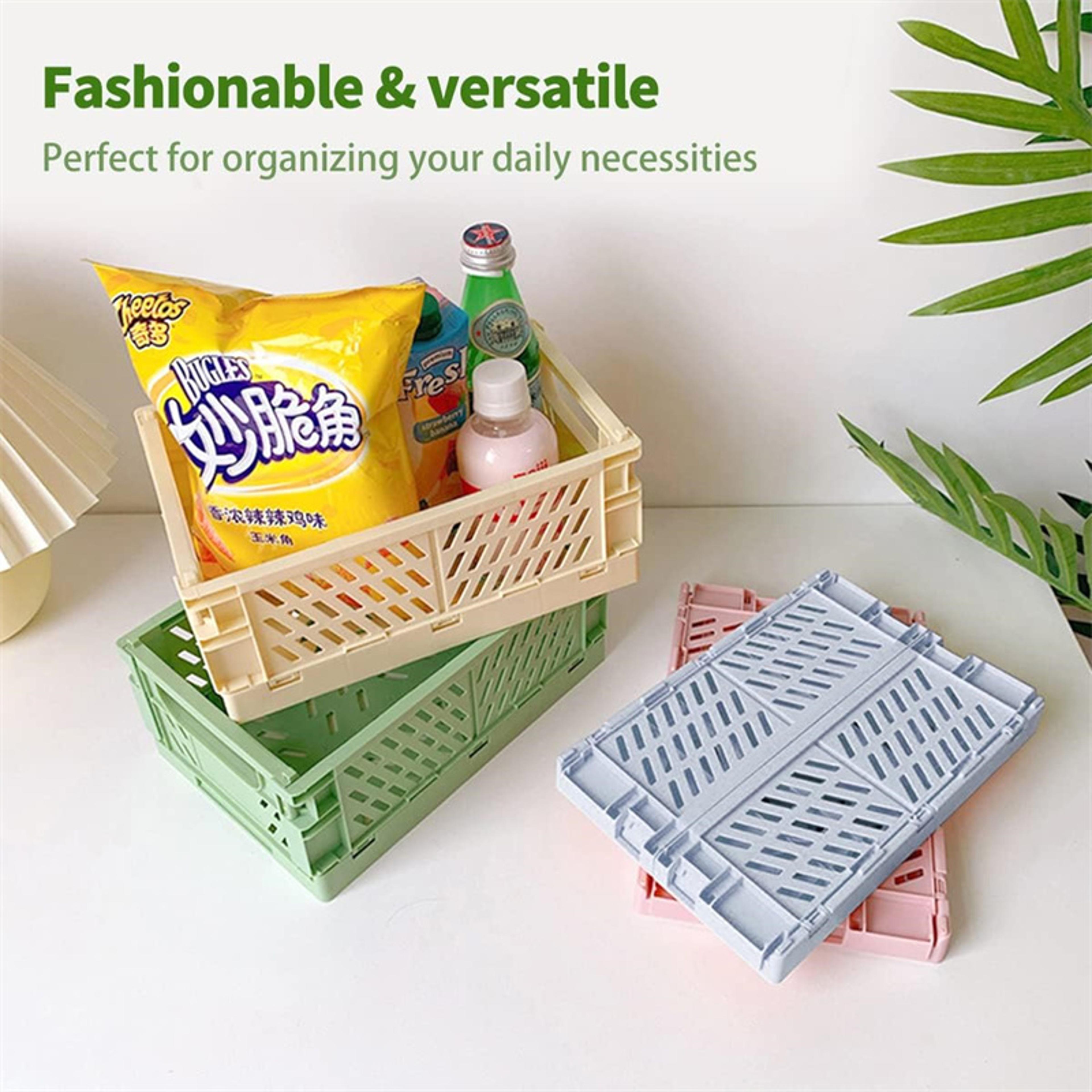 Space Saving Foldable Storage Basket With Handles For Kitchen Pantry And Bathroom 2