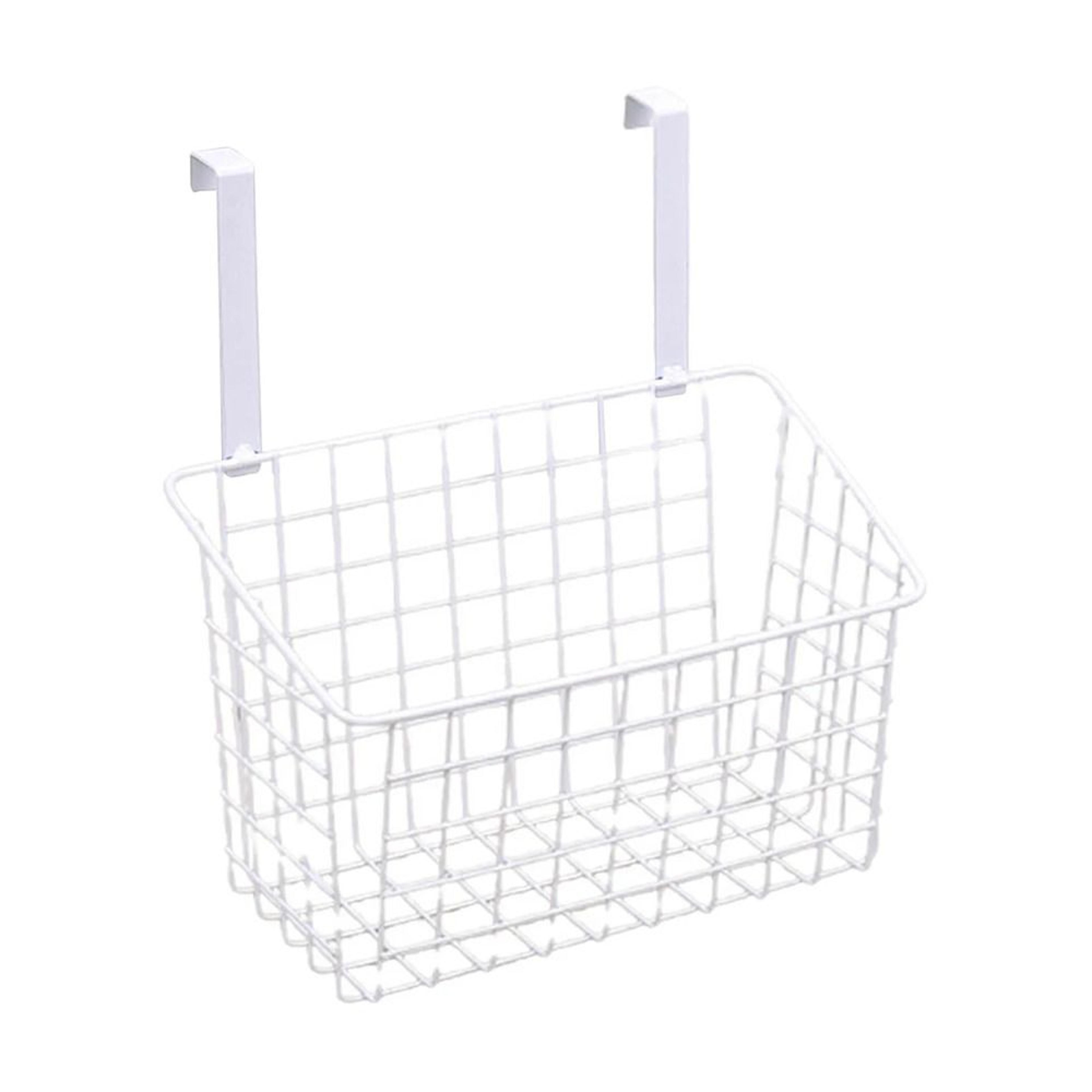 Space Saving Over The Door Storage Basket Metal Kitchen Cabinet Organizer With Hooks 1