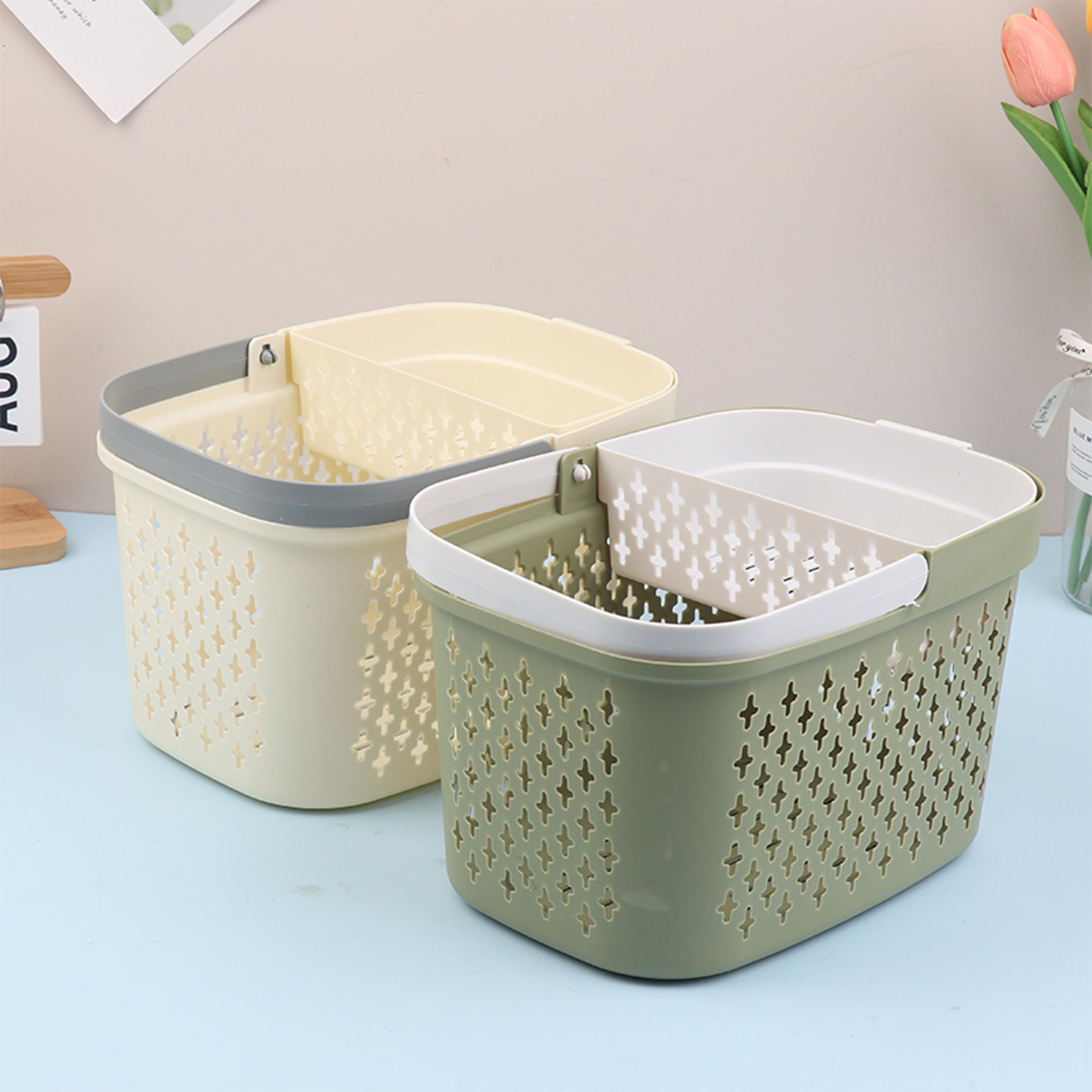 Stackable Bathroom Organizer Basket With Handles And Drainage Green 1