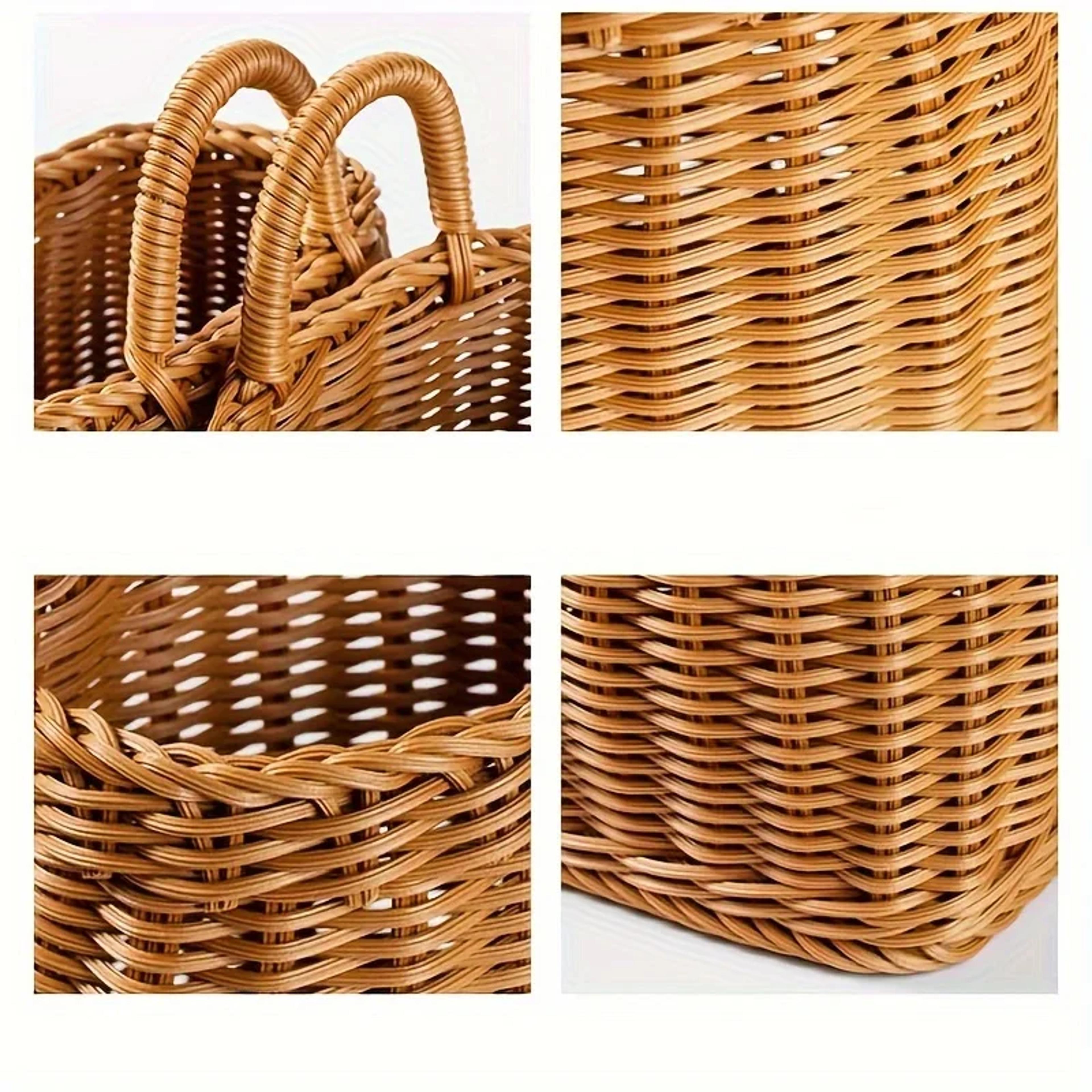 Rustic Handwoven Rattan Wall Basket Storage Organizer For Kitchen And Home Decor 5