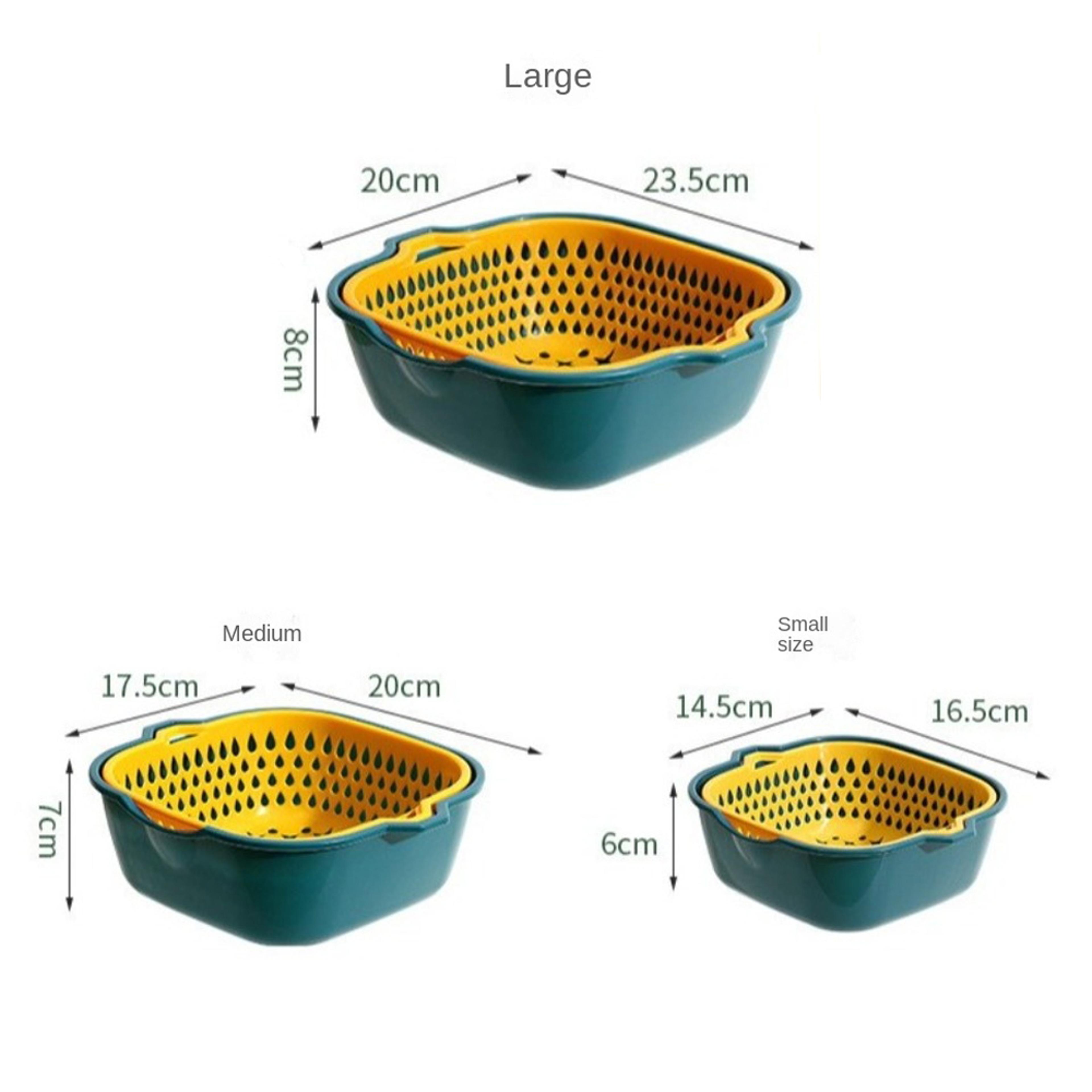 Double Layer Kitchen Drain Basket Fruit Washing Bowl And Vegetable Strainer Set 5