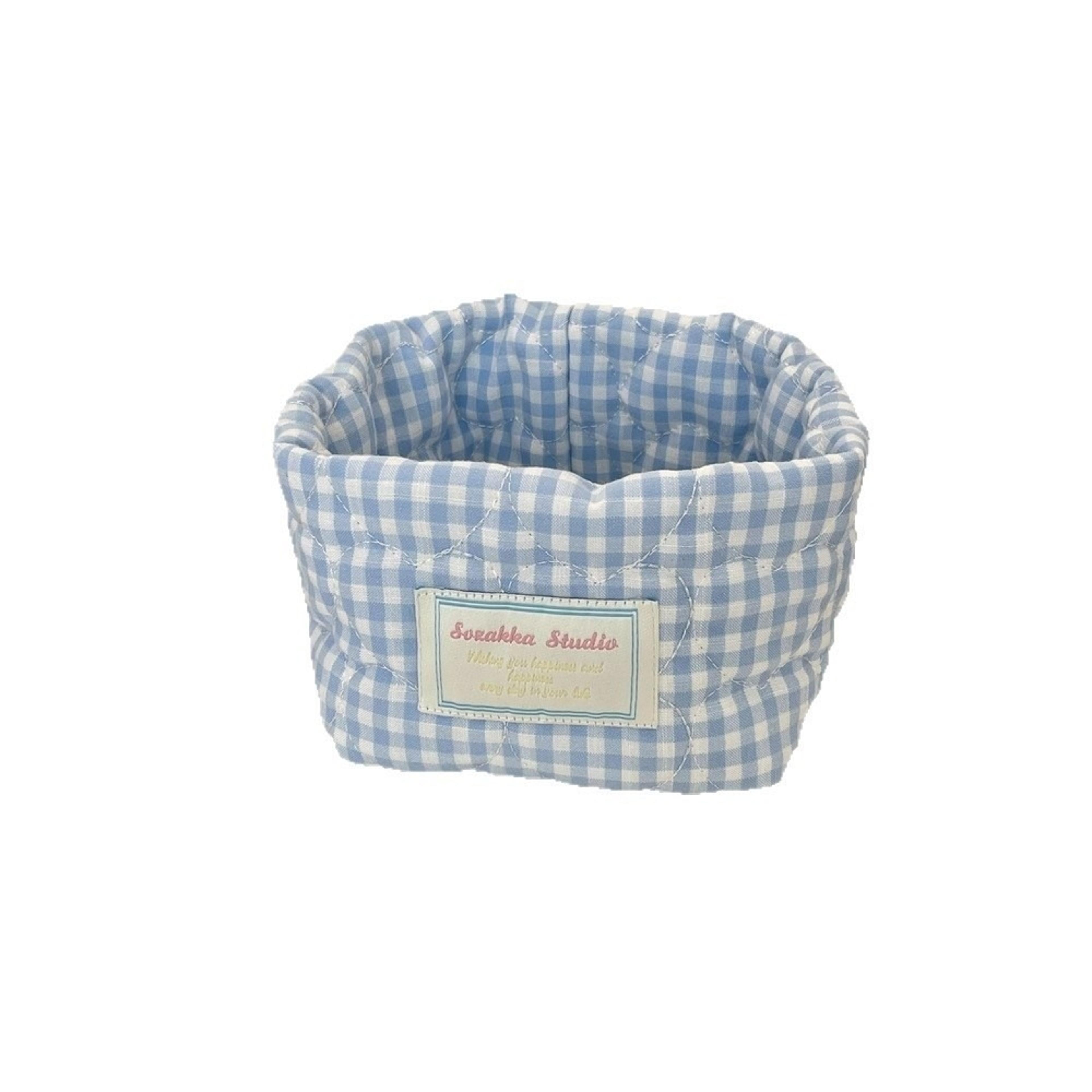 Plaid Fabric Storage Basket Stylish Foldable Storage Organizer Bin For Toys Cosmetics And Home 8