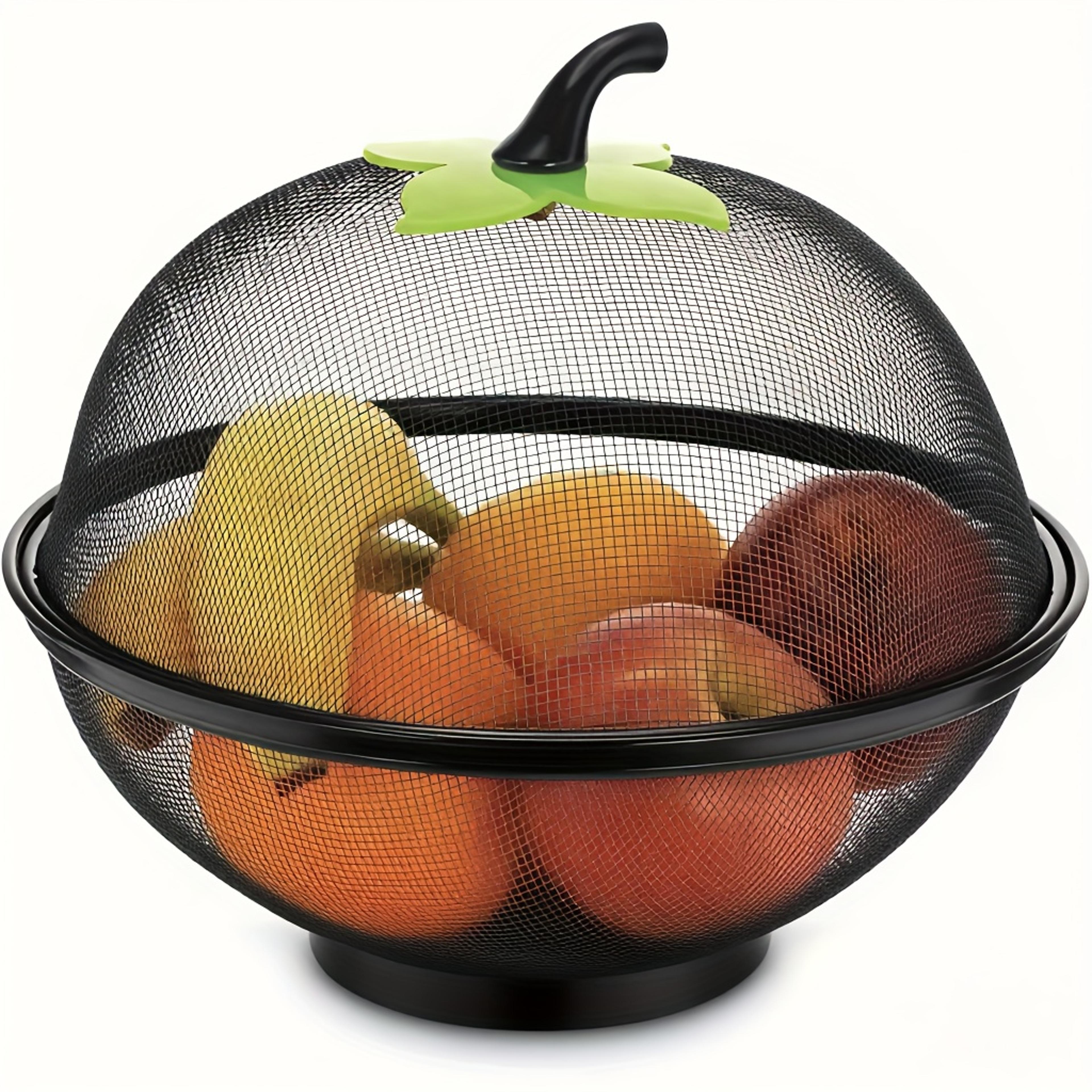 Apple Shaped Metal Fruit Basket With Mesh Lid Rust Proof Fruit Storage Bowl 0