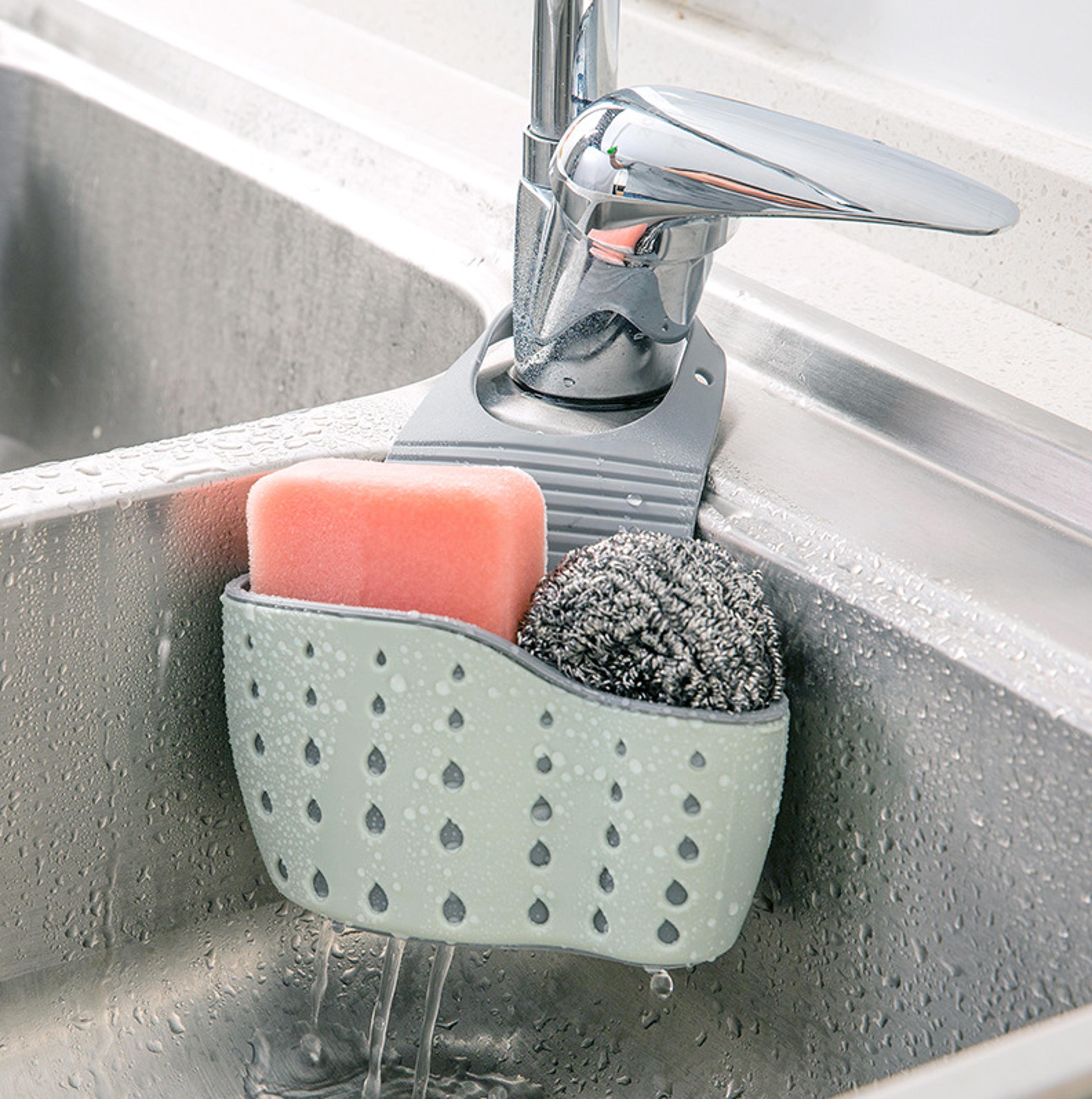 Adjustable Kitchen Sink Organizer Faucet Hanging Basket With Drainage Storage 5