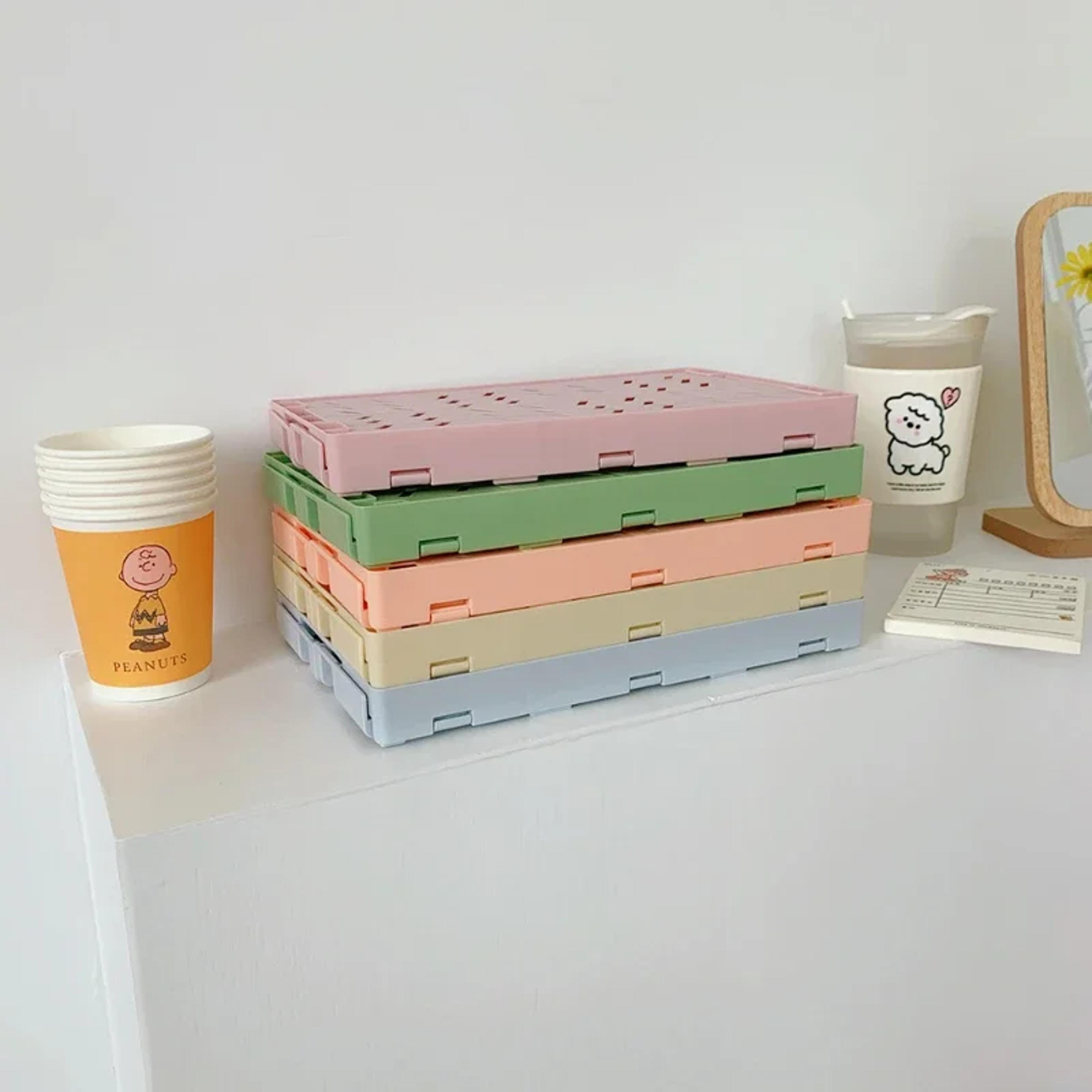 Foldable Storage Box Plastic Desk Organizer For Stationery Snacks And Home Storage 0