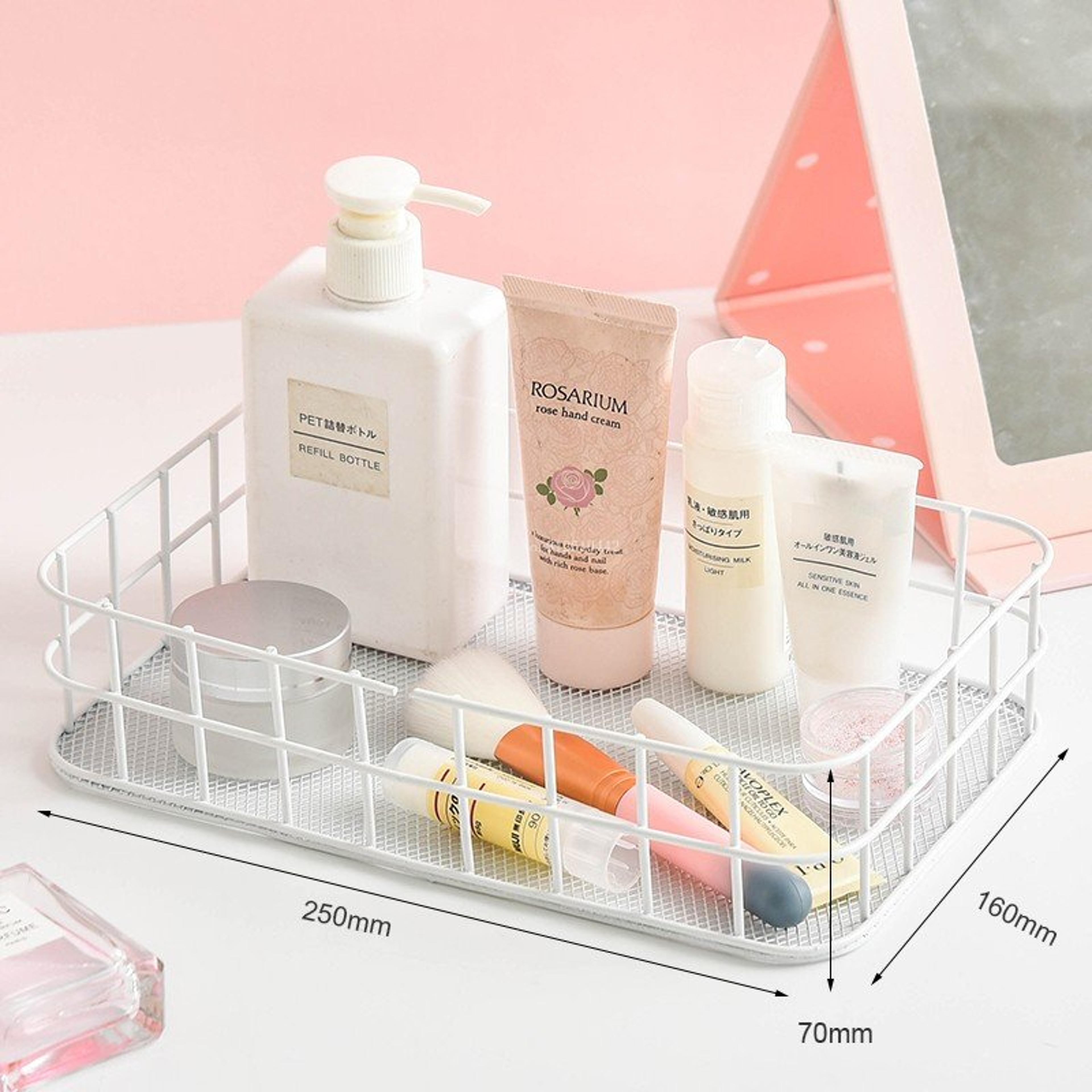 Iron Storage Basket Desktop Organizer For Home Kitchen Cosmetics And Dorm Room Essentials 3