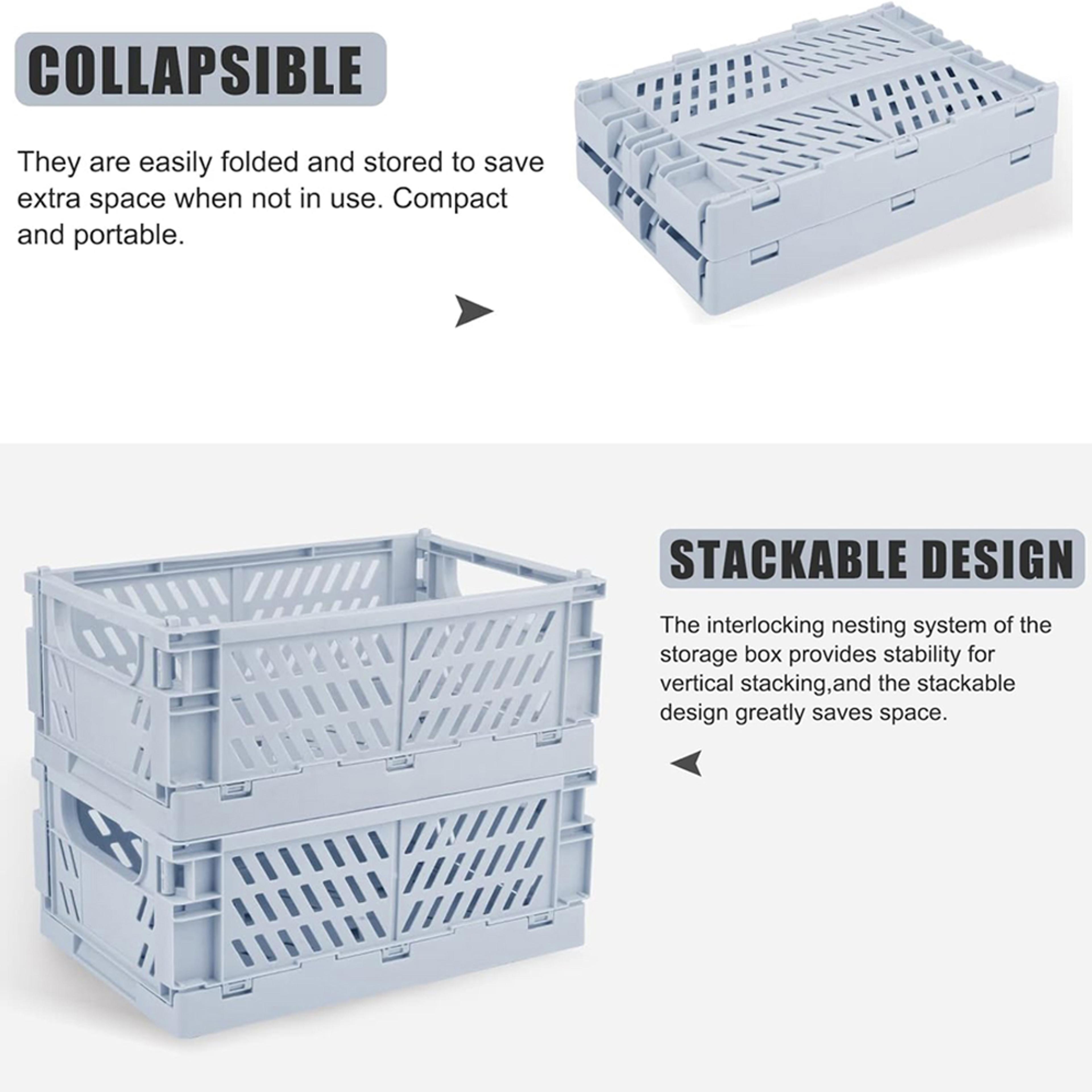 Foldable Storage Crate Basket Stackable Makeup Toys Organizer Box Portable Storage Container 4