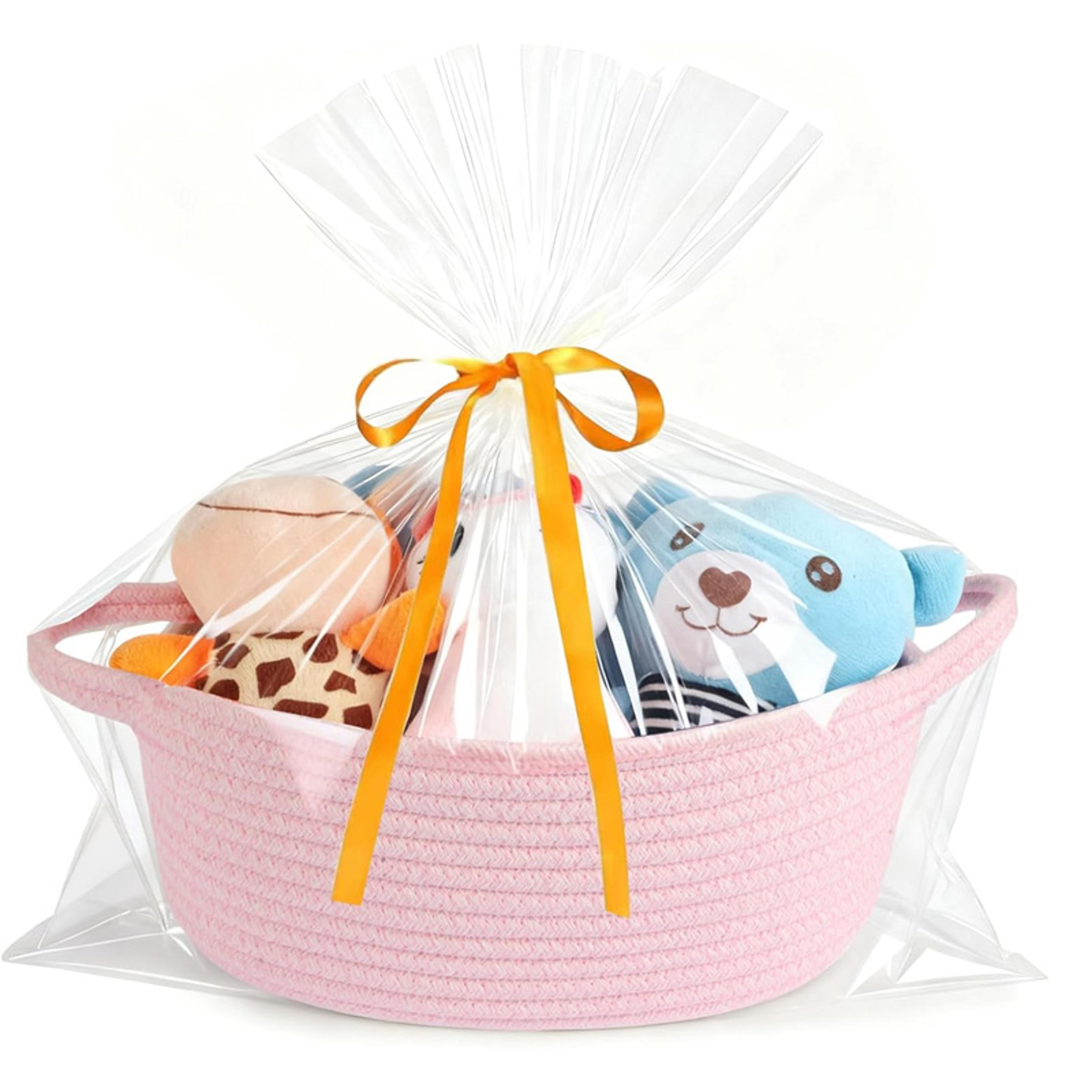 Cute Woven Gift Basket For Babies Small Rope Storage Basket With Gift Bag And Ribbon 2