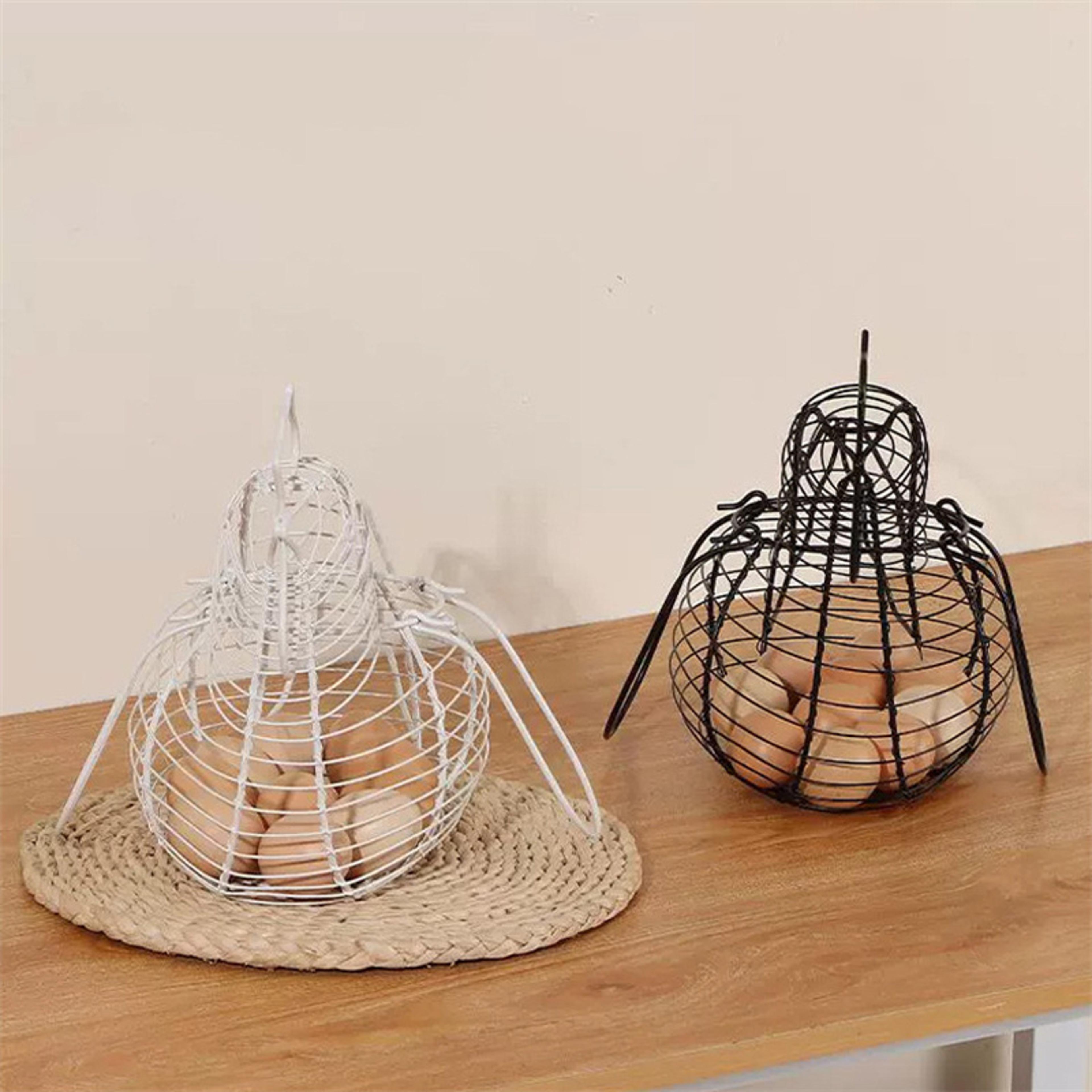 chicken shaped egg storage basket iron art egg holder kitchen organizer