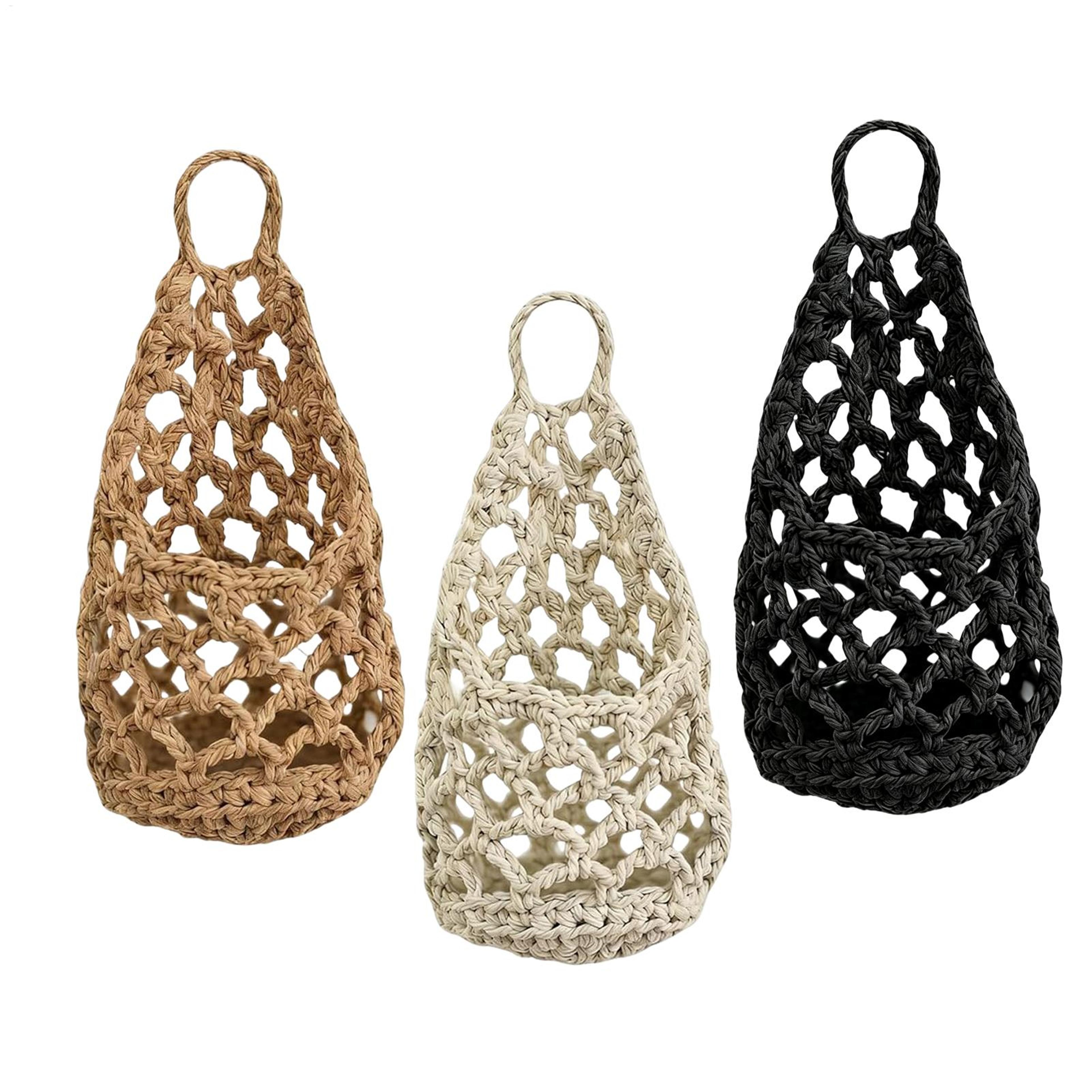 handwoven cotton rope hanging plant basket set wall mounted plant holder