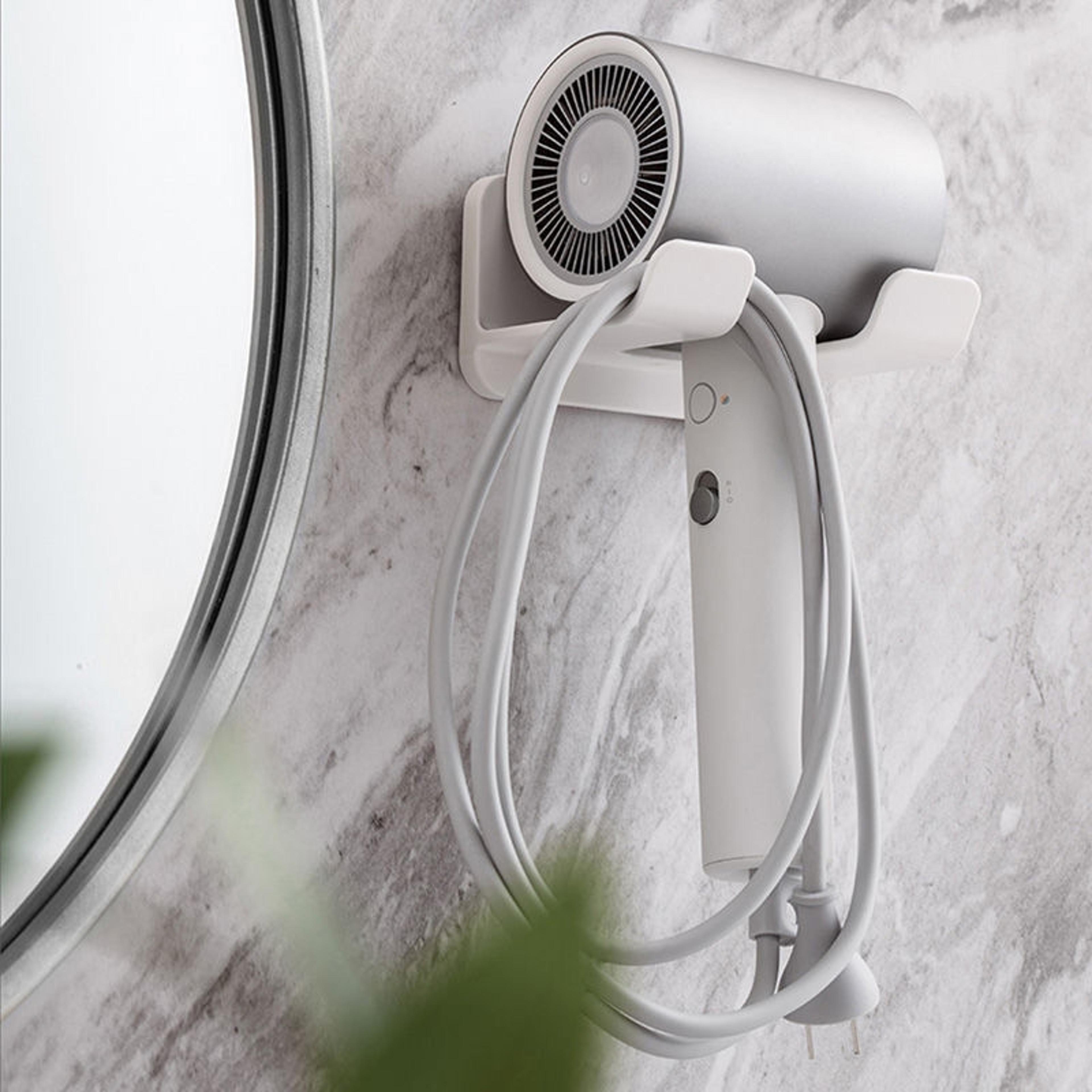 Non Drill Hair Dryer Holder Wall Mount Bathroom Storage Rack 4