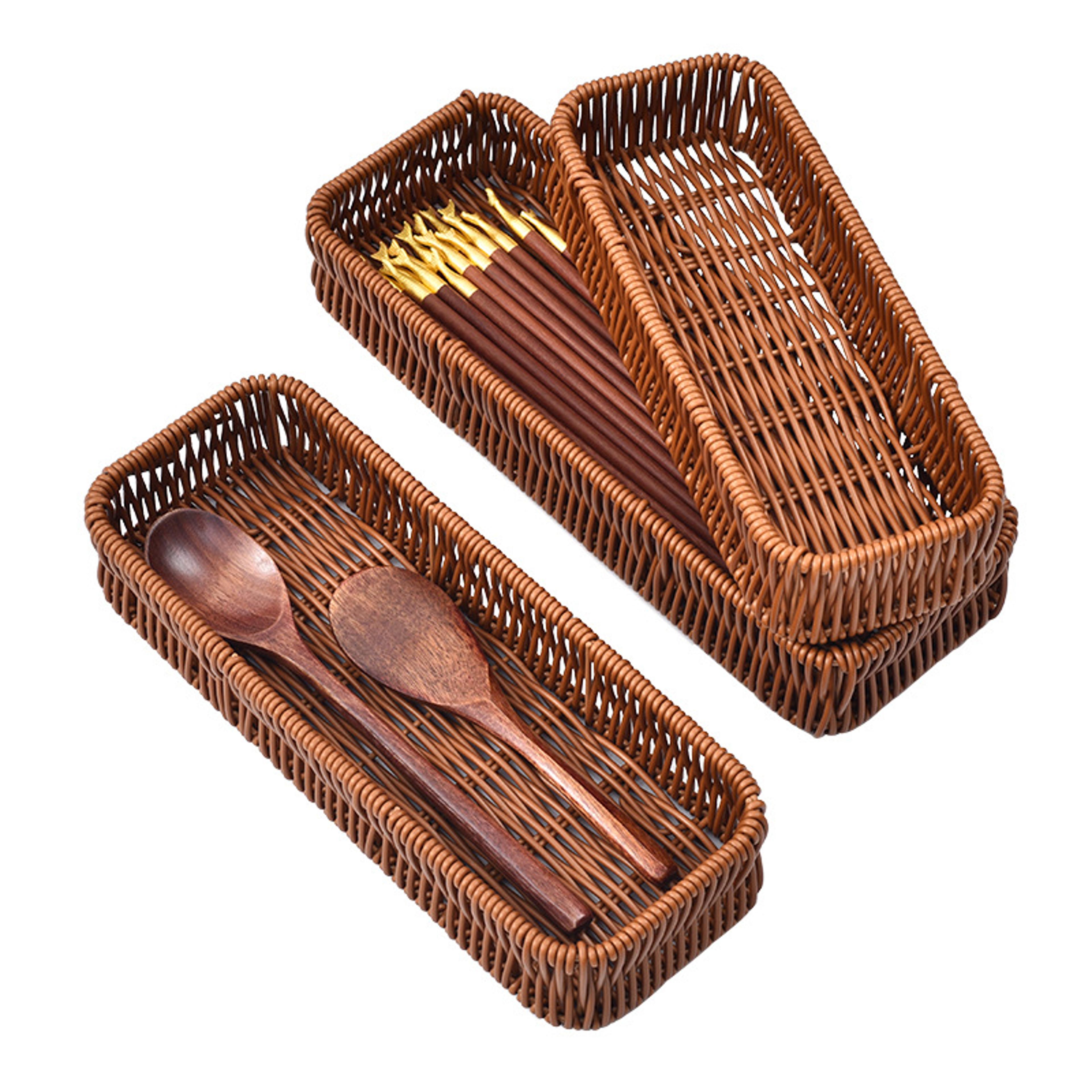 Handwoven Rattan Serving Basket Natural Wicker Bread Fruit Storage Basket 4