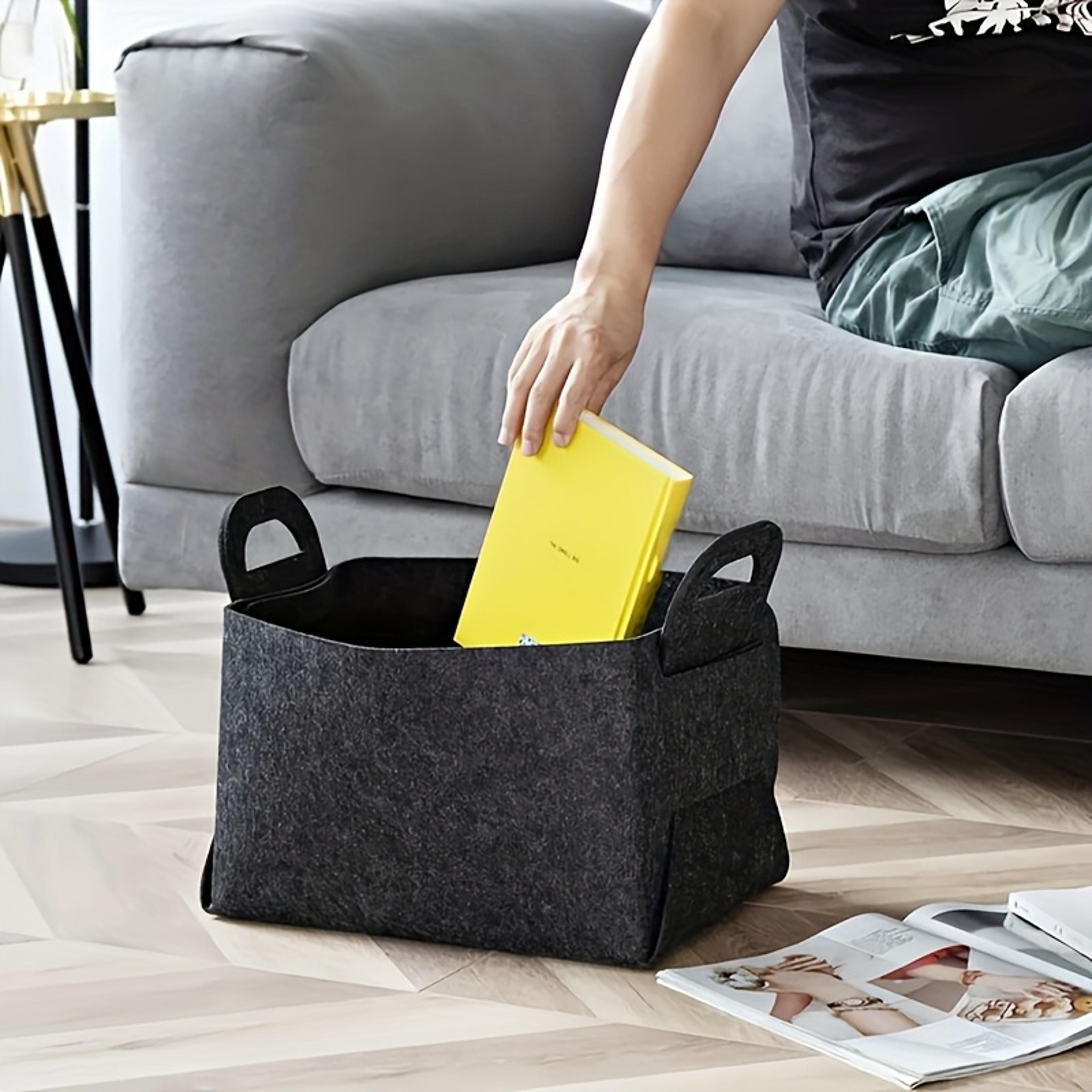 Felt Storage Bins With Handles Multi Size Set For Home Organization Dark Gray 1