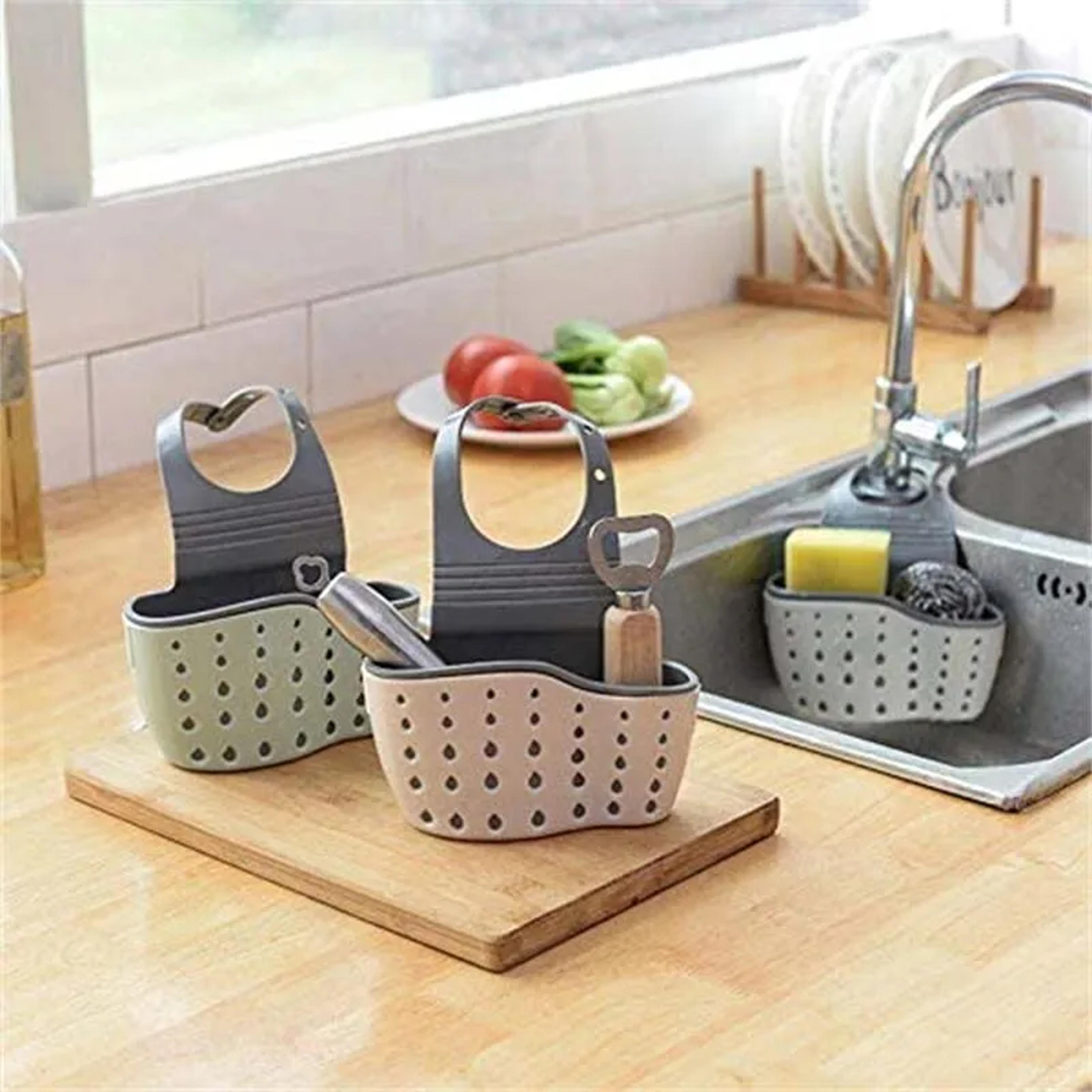 Adjustable Sink Draining Hanging Basket Sponge Holder Kitchen Faucet Organizer 1