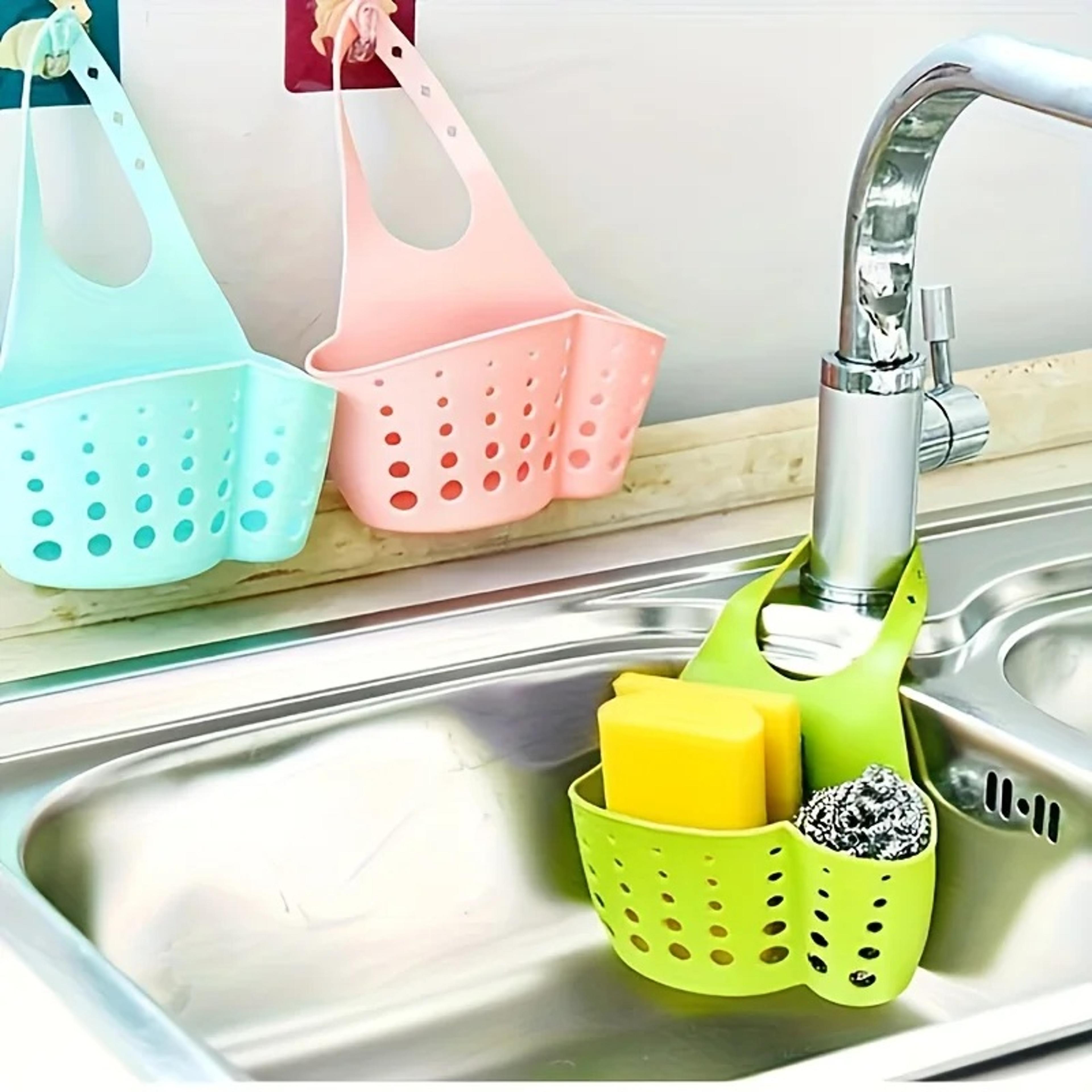 Plastic Sink Drain Basket Sponge Holder Kitchen Sink Organizer 5