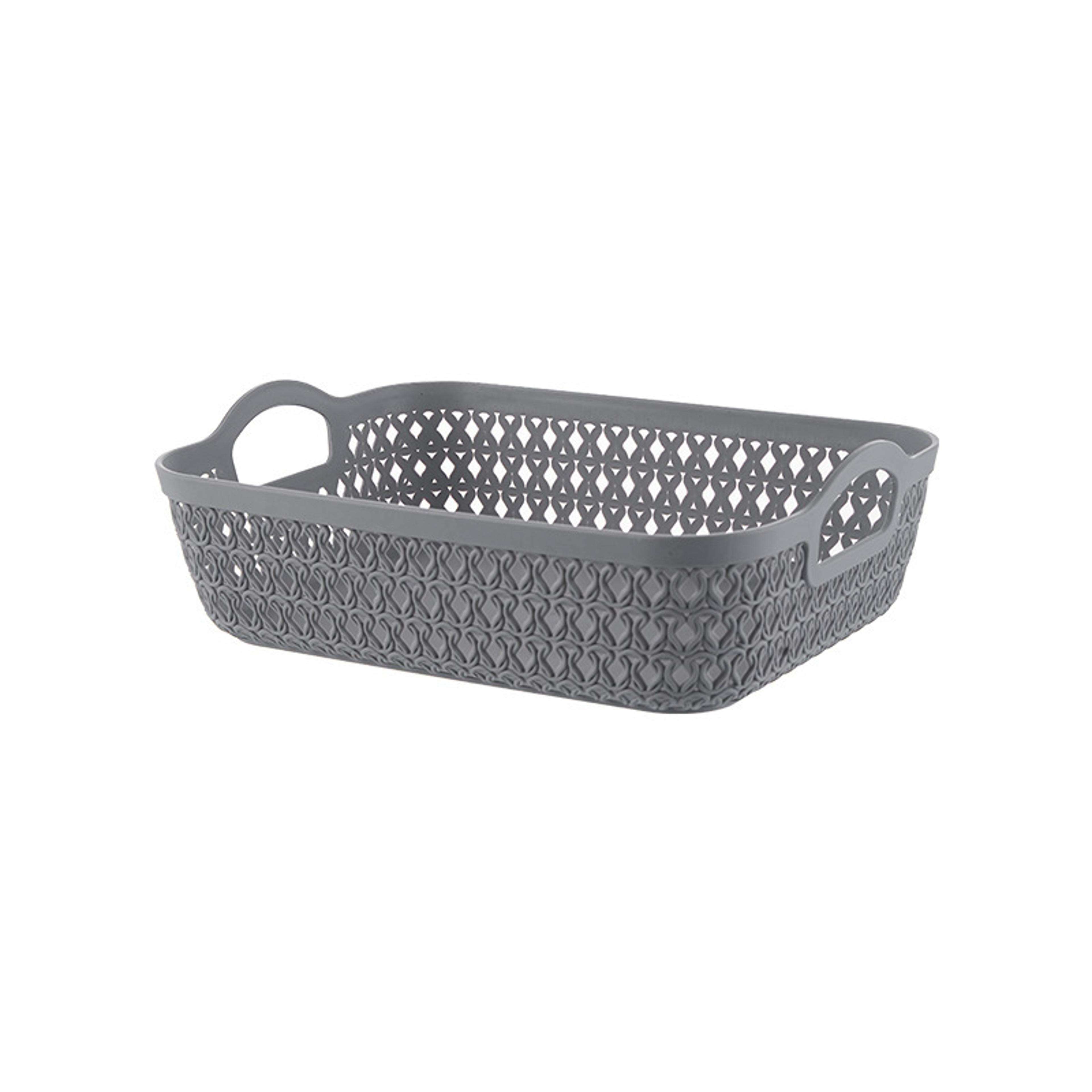 small woven plastic storage basket imitation rattan desktop organizer for shelves and picnic
