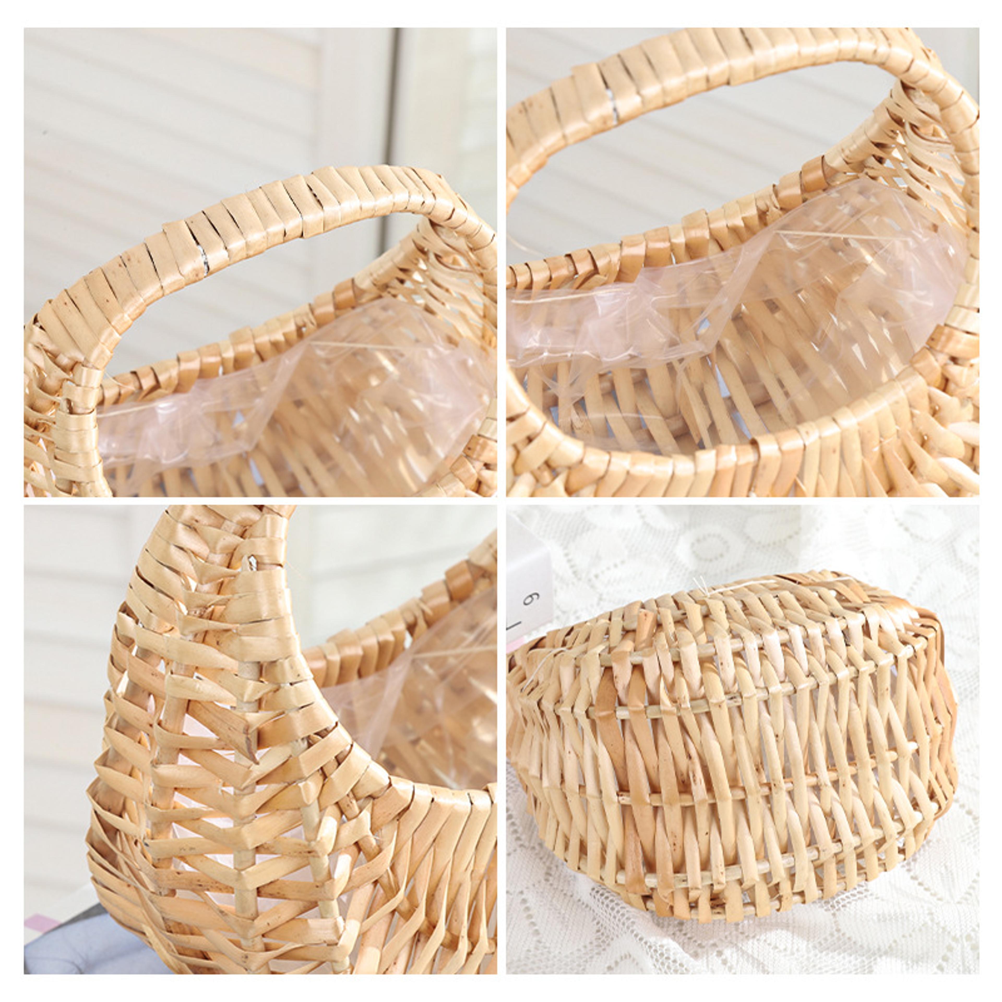 Willow Rattan Woven Basket With Handle Small Half Moon Storage Flower Picnic Basket 5