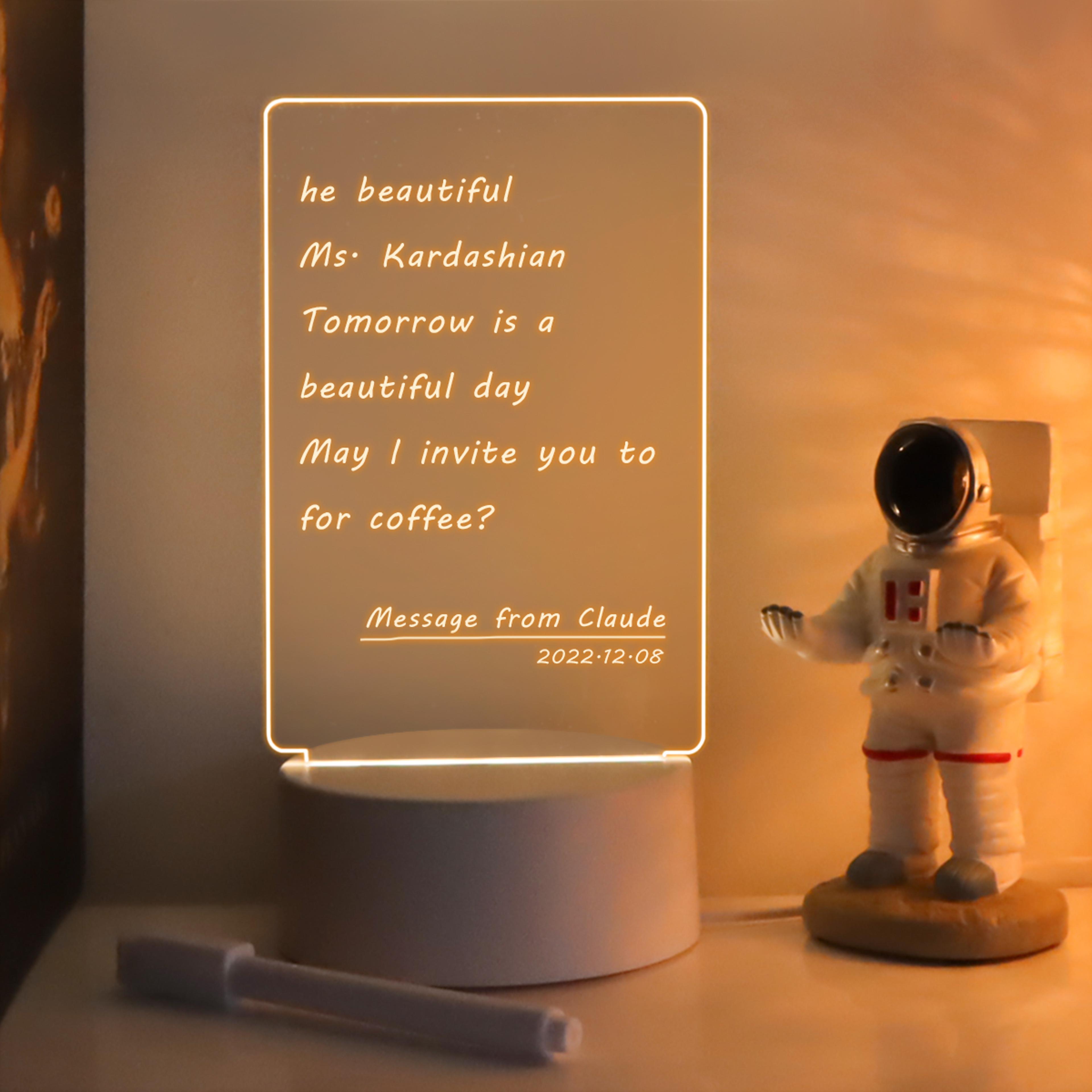 USB Message Board LED Night Light With Custom Notes For Bedroom Decor Gift 6