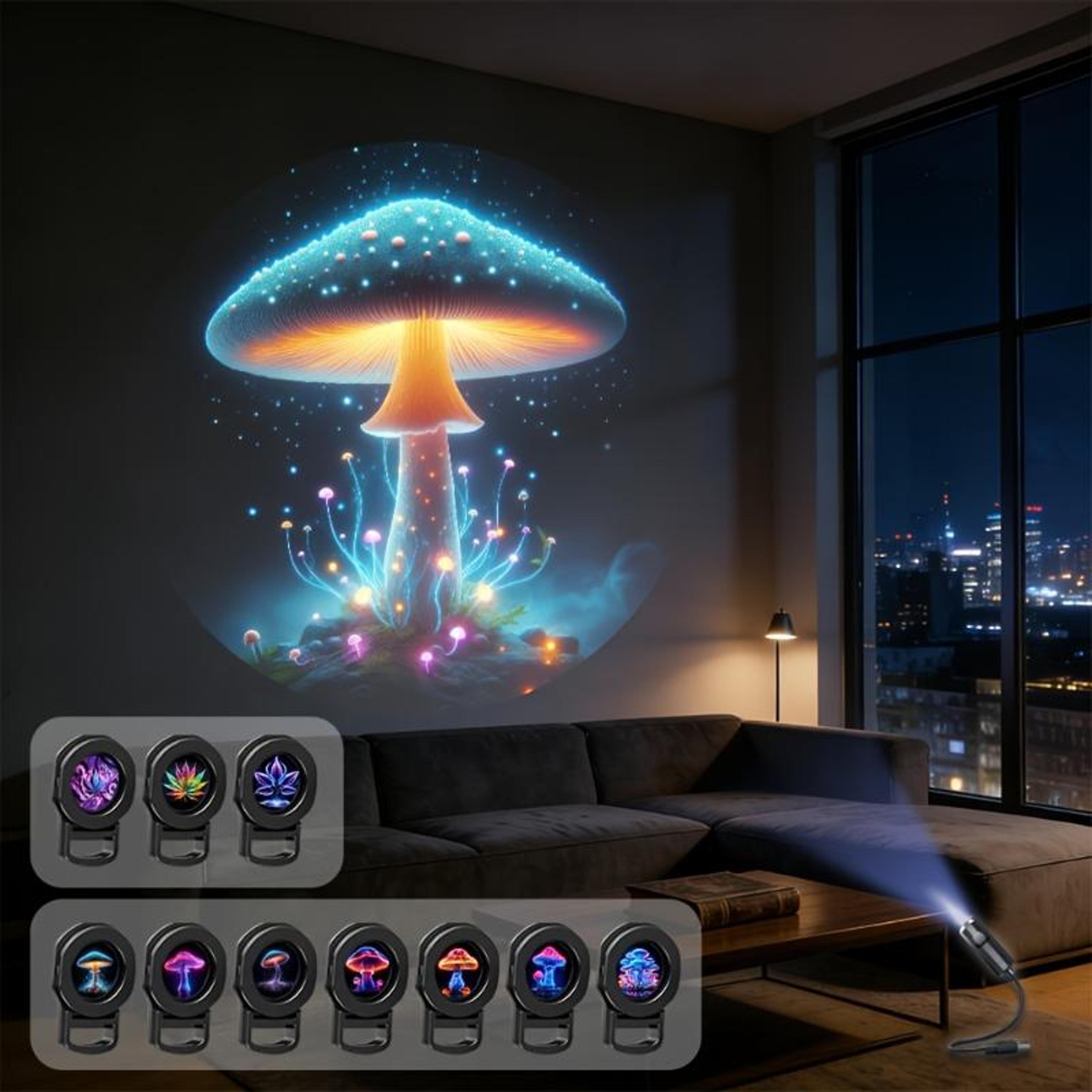 Mushroom LED Starry Sky Projector Light Dreamy Leaf Ceiling Night Lamp 1