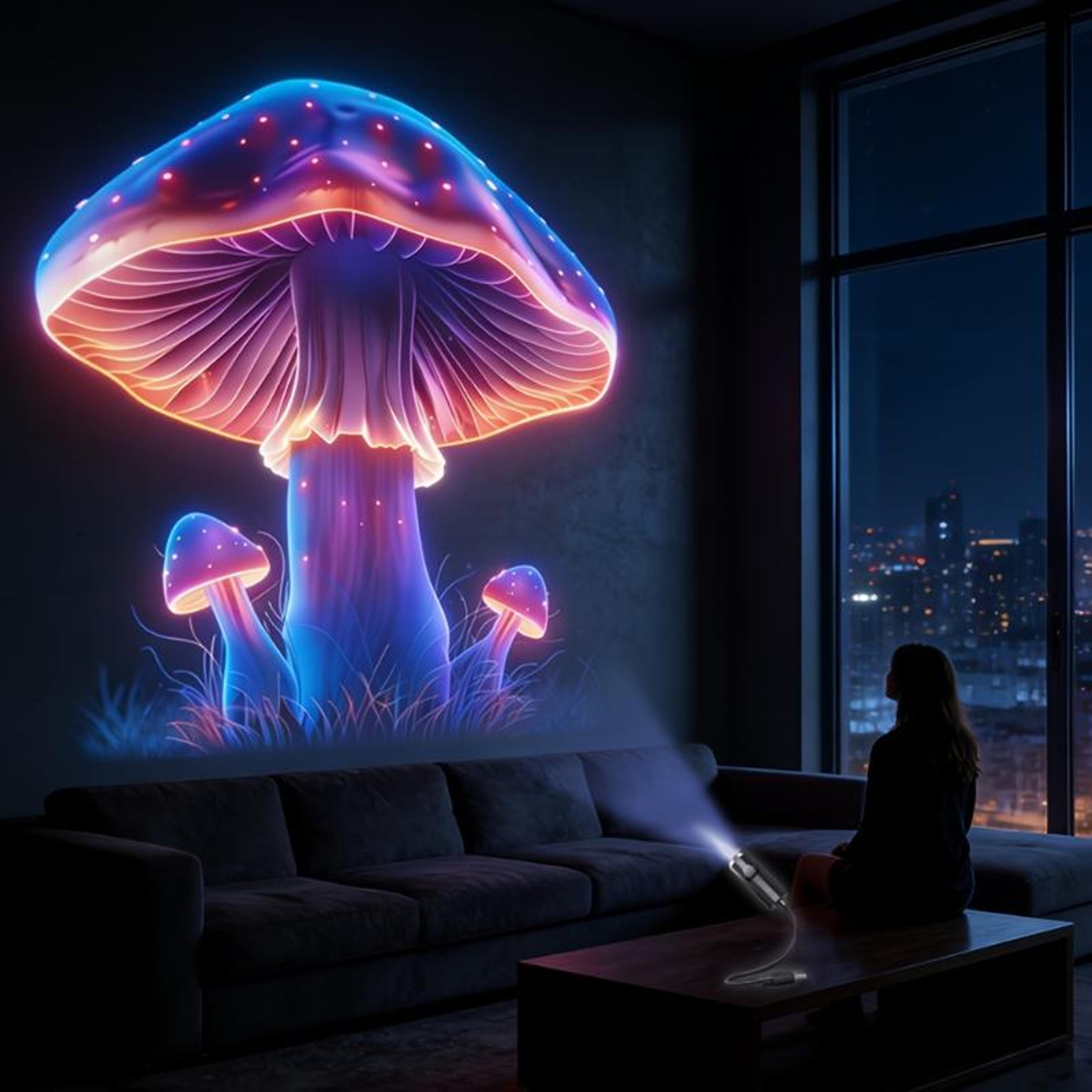Mushroom LED Starry Sky Projector Light Dreamy Leaf Ceiling Night Lamp 2