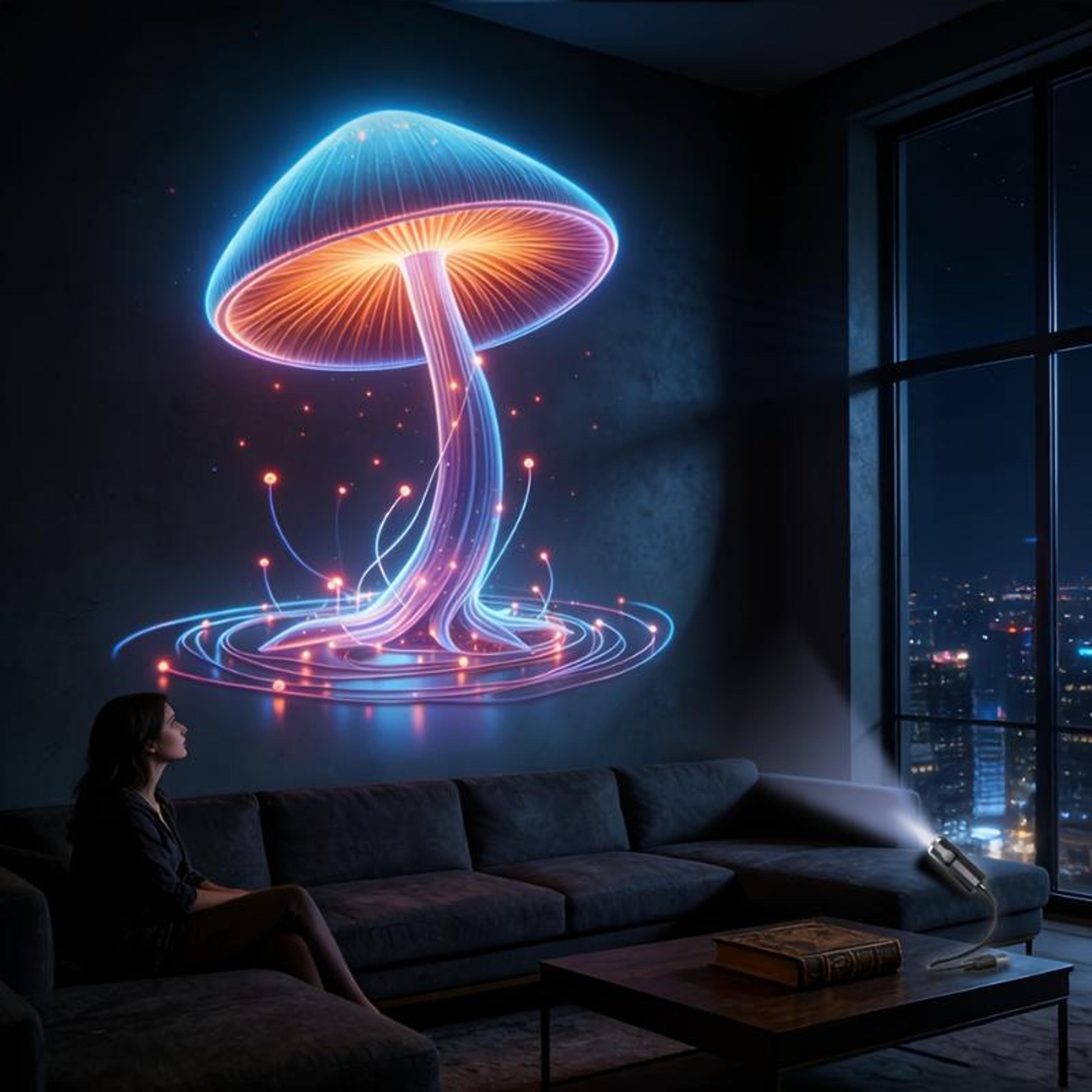 Mushroom LED Starry Sky Projector Light Dreamy Leaf Ceiling Night Lamp 3