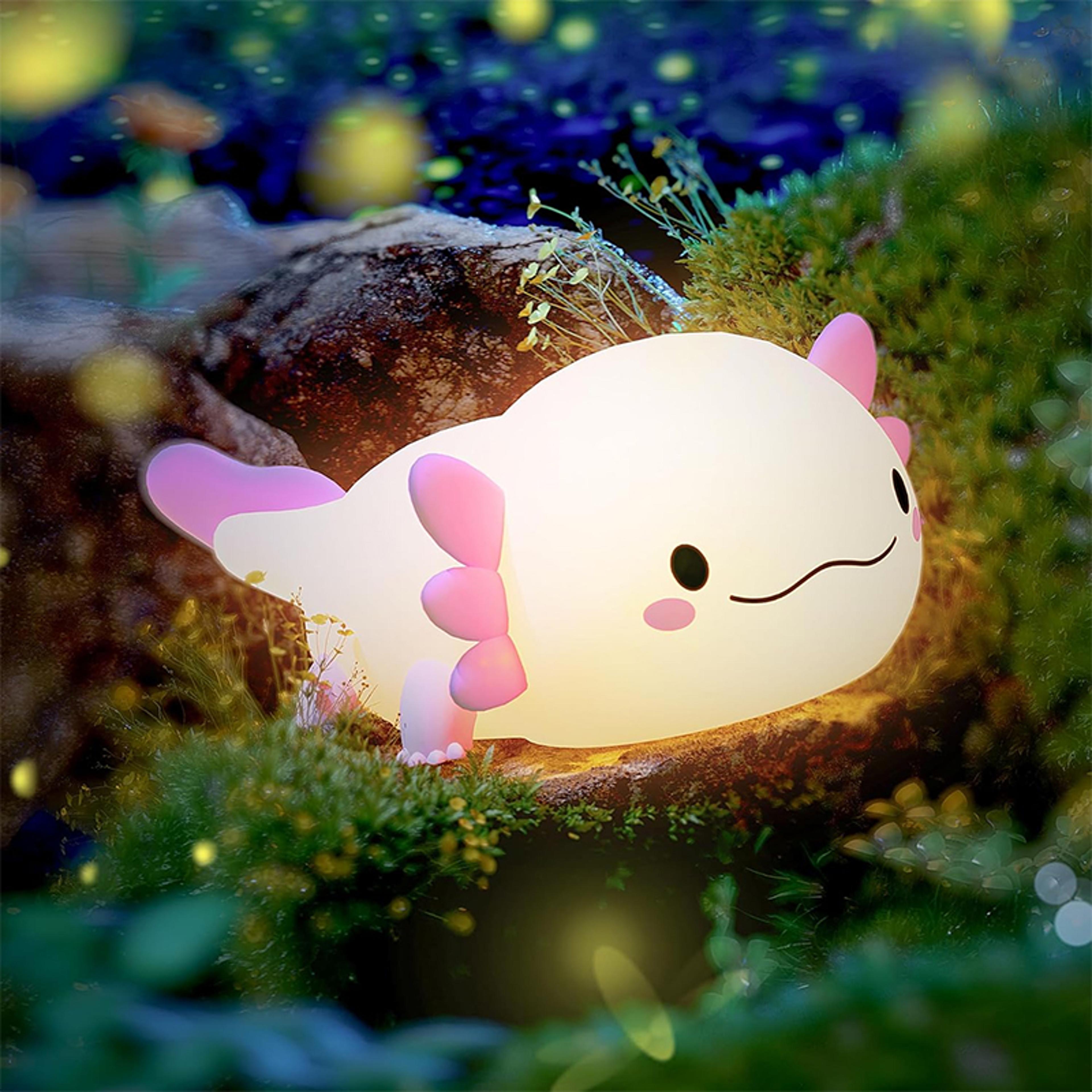 cute axolotl night light silicone nursery lamp touch control rechargeable baby sleep light