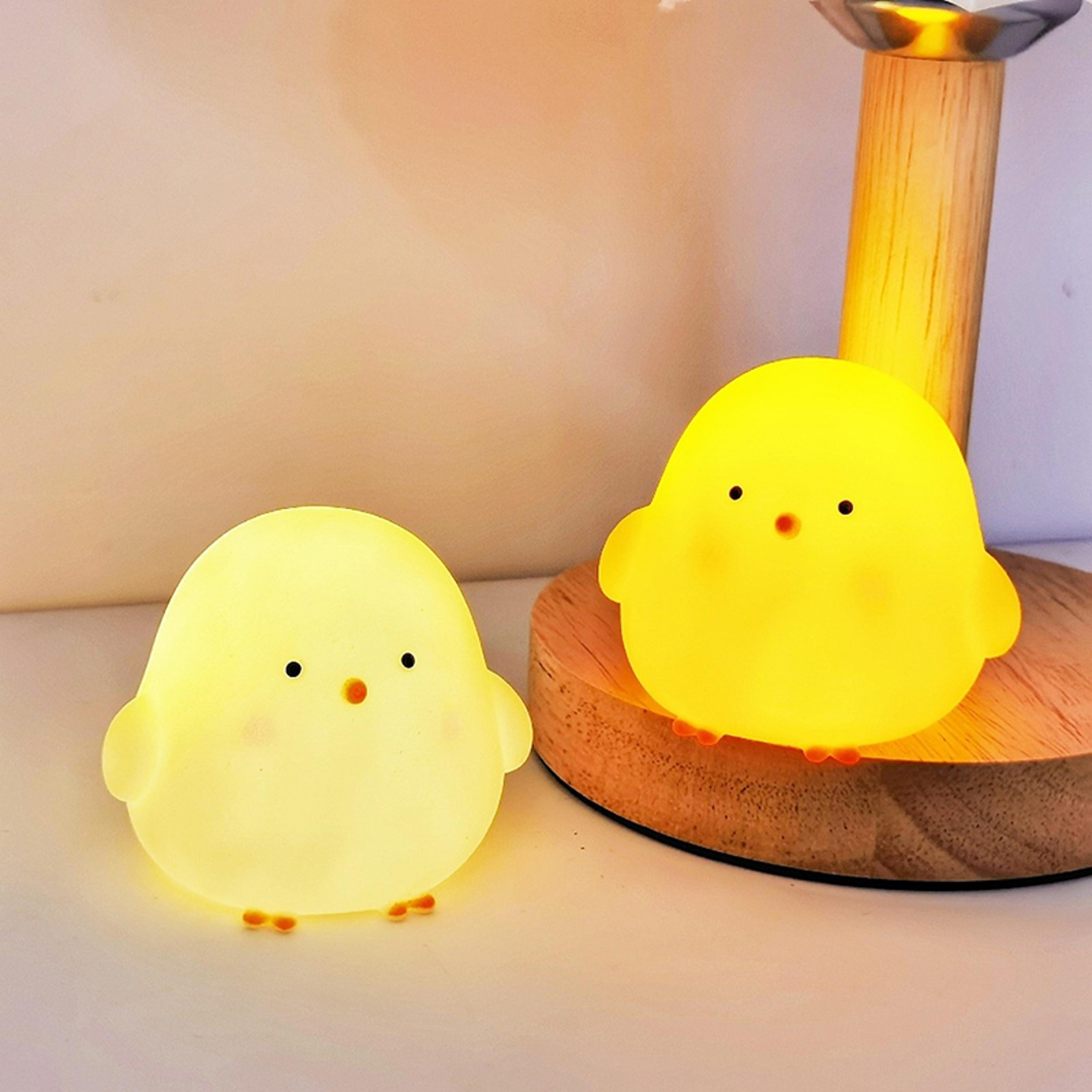 cute chicken night light soft led bedside lamp for kids bedroom gift white