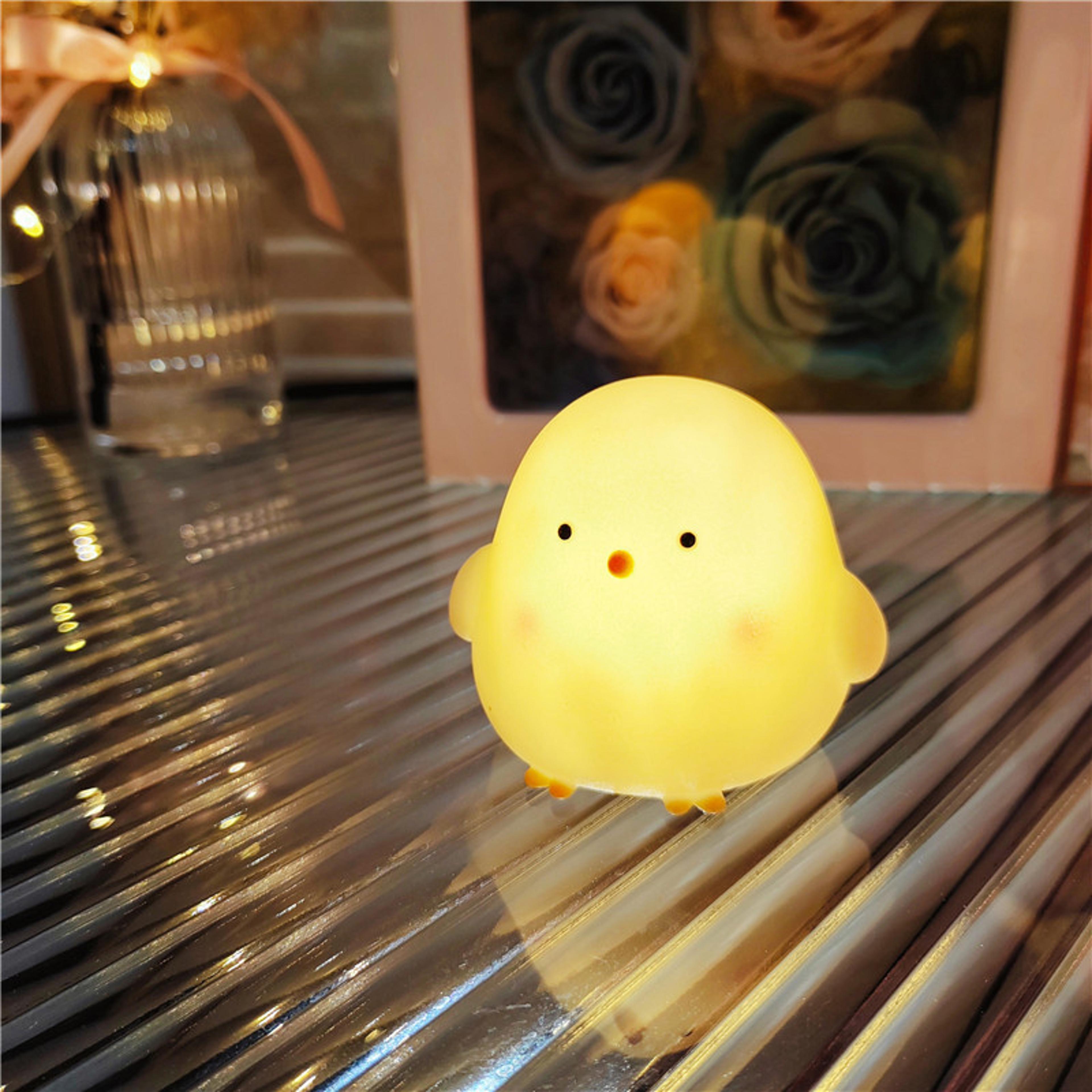 Cute Chicken Night Light Soft LED Bedside Lamp For Kids Bedroom Gift White 6