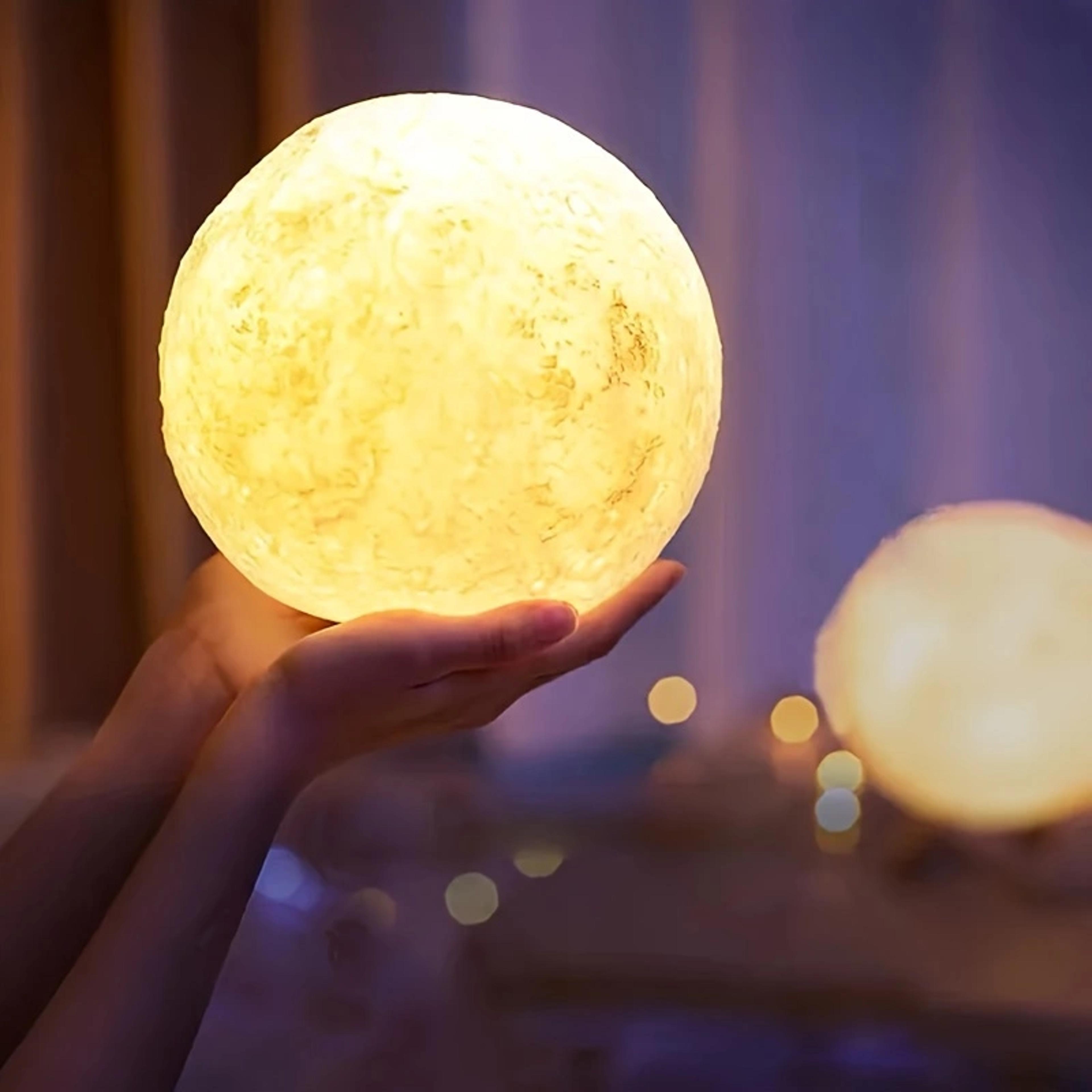 Printed Moon Lamp LED Night Light With Starry Sky Glow For Bedroom Decor Gift 2