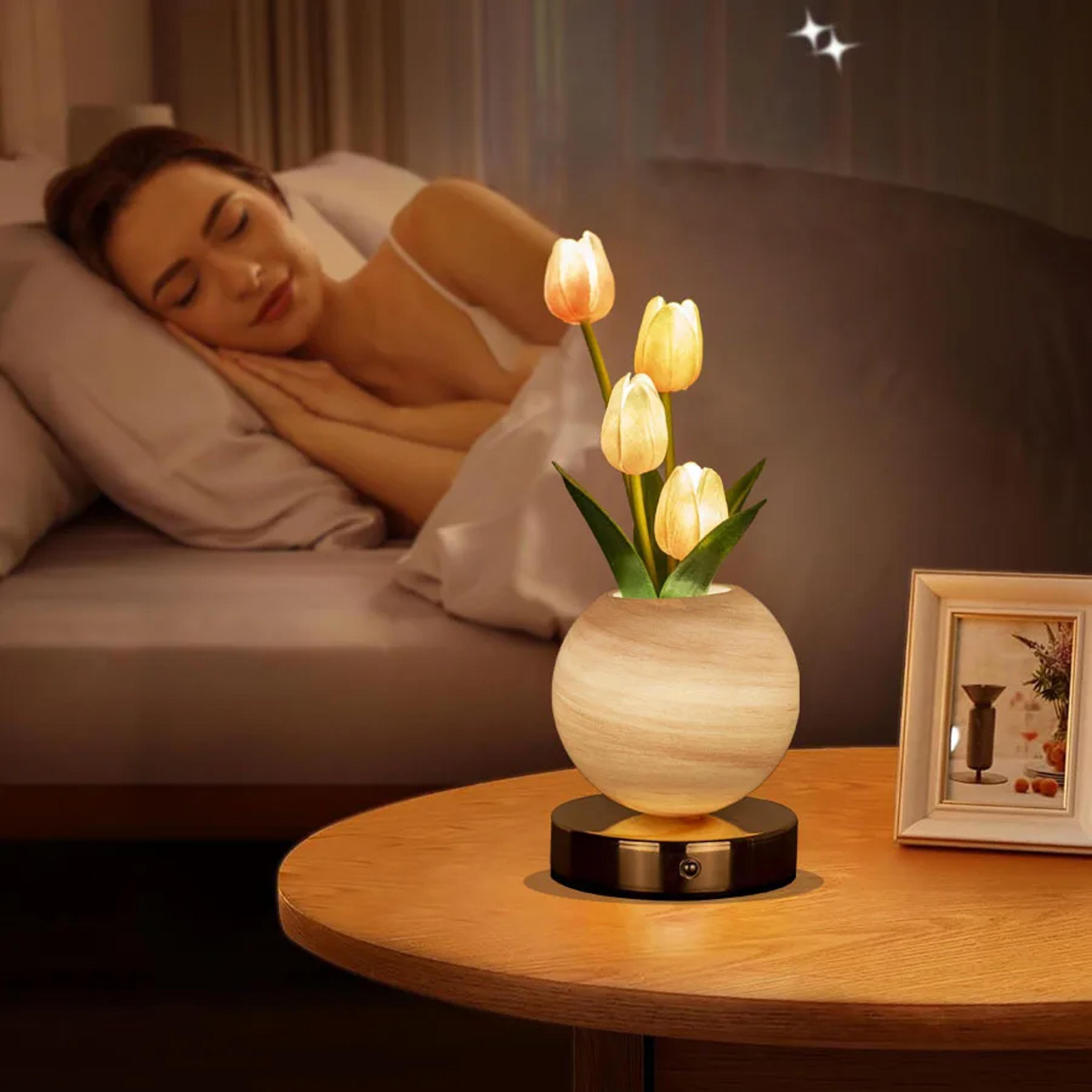 tulip led night light usb rechargeable flower lamp for bedroom decor
