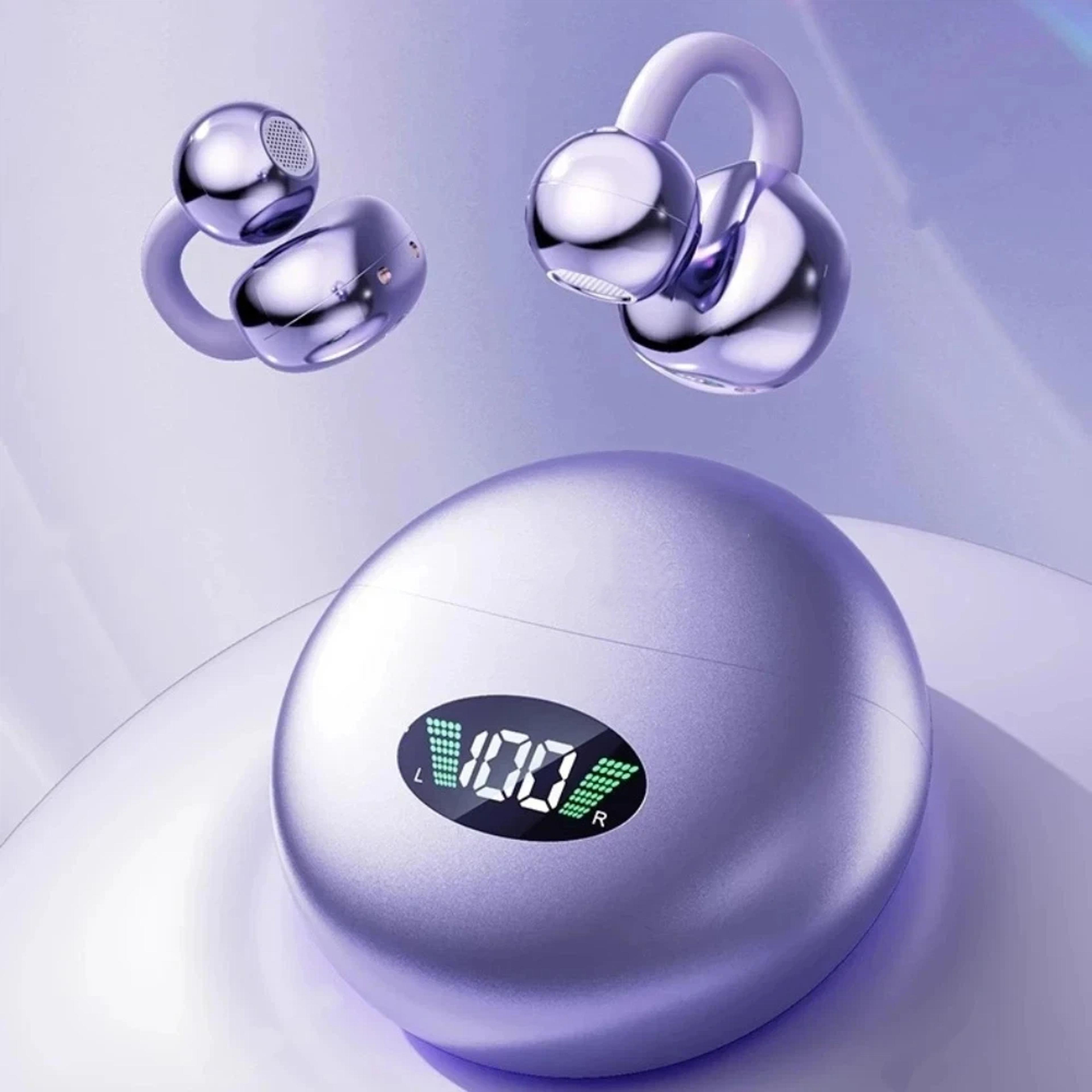 Wireless Bluetooth Clip On Earphones With LED Display And Sports Sound 0