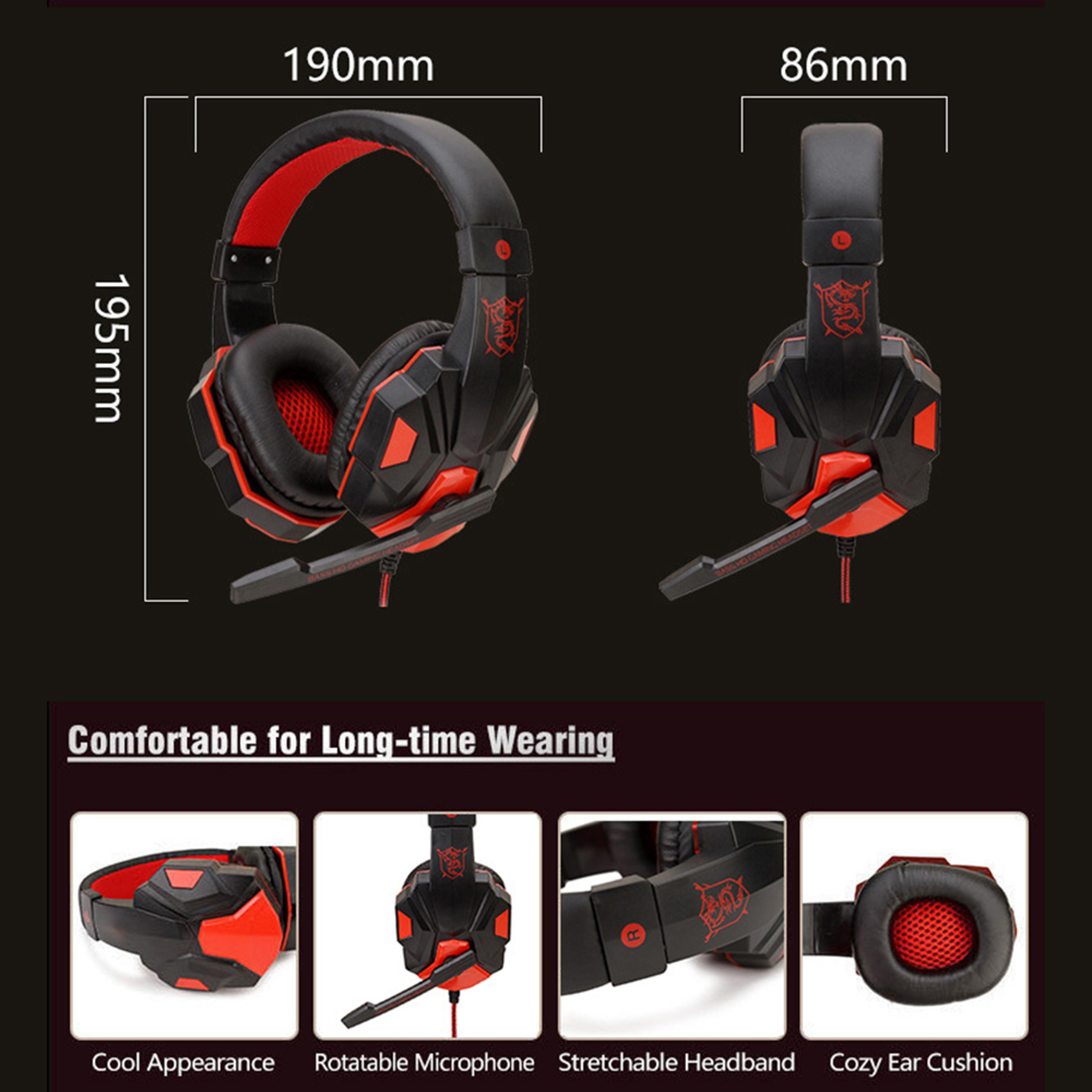 Wired Gaming Headset With Adjustable Mic And Stereo Bass For Xbox PC 5