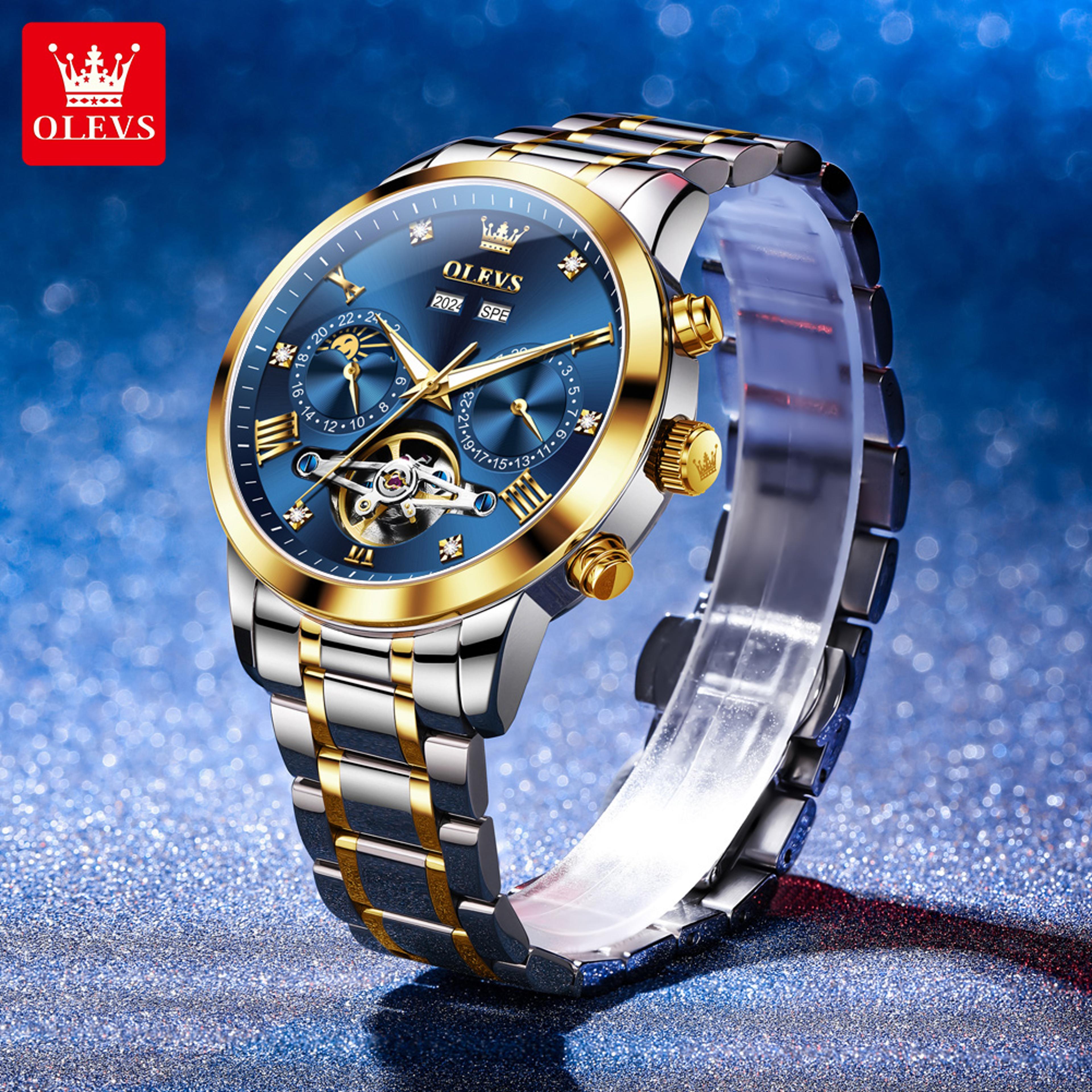 Luxury Automatic Mechanical Watch For Men With Moon Phase And Hollow Flywheel 1