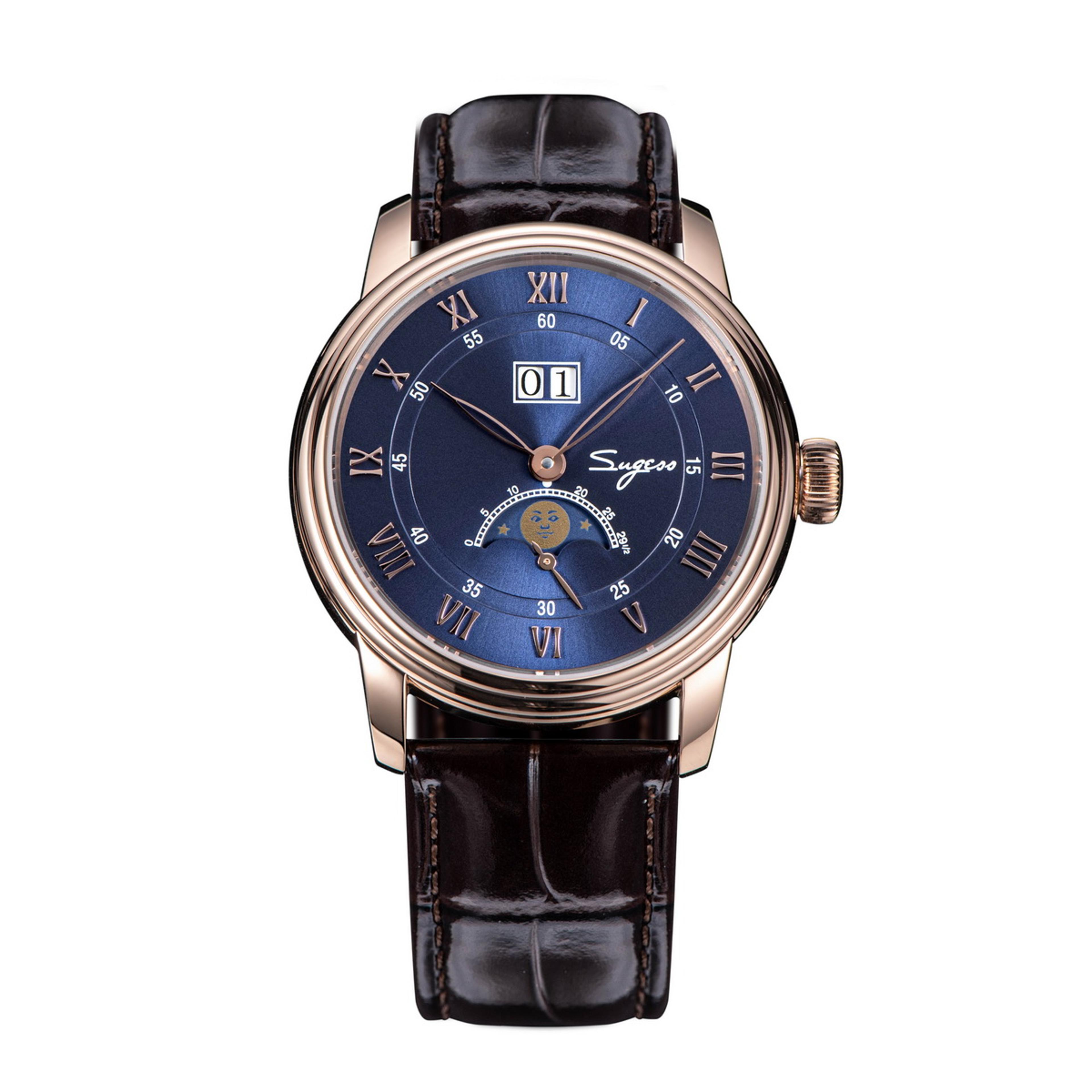 Automatic Mechanical Watch With Seagull Movement Blue Sandstone Dial 6
