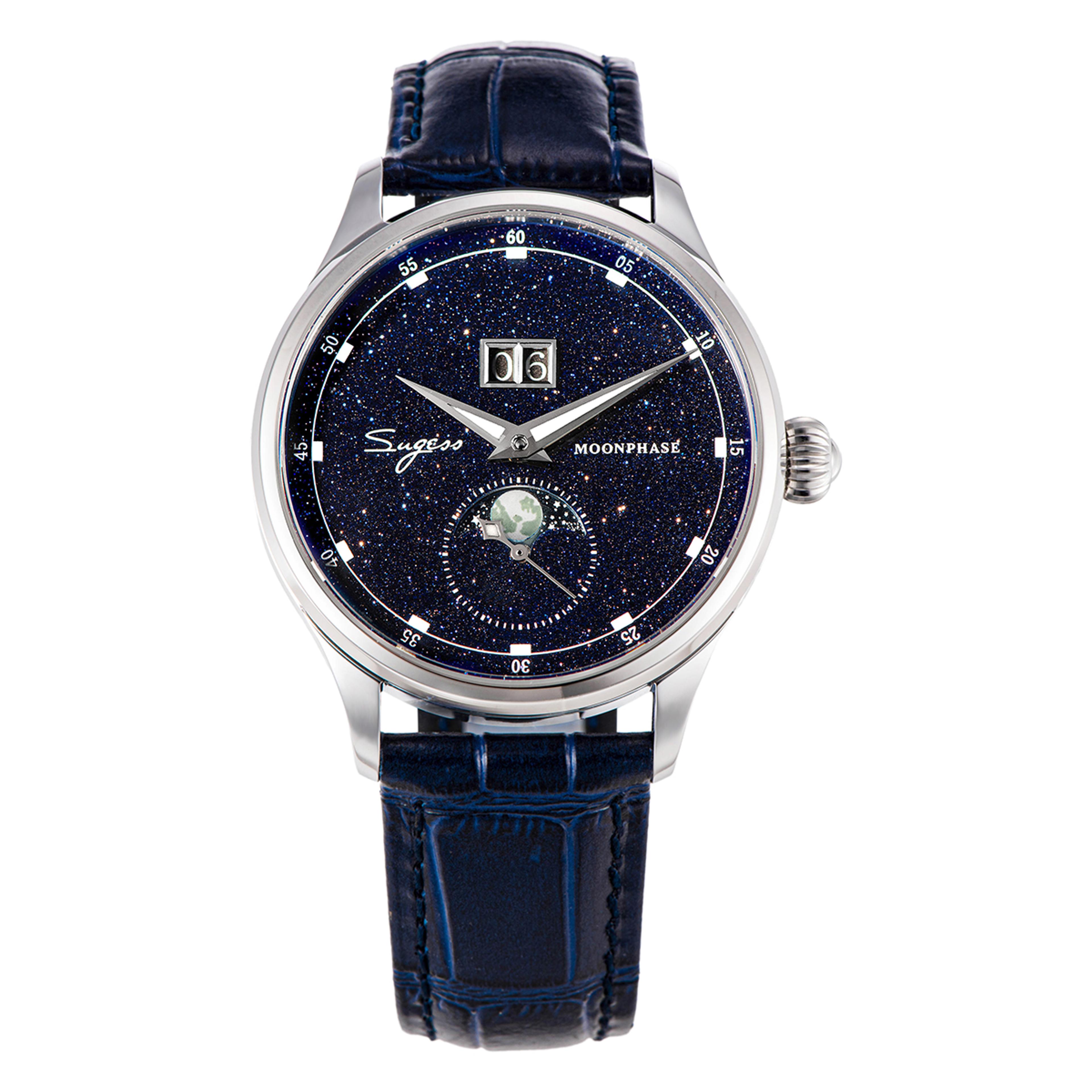 Automatic Mechanical Watch With Seagull Movement Blue Sandstone Dial 11