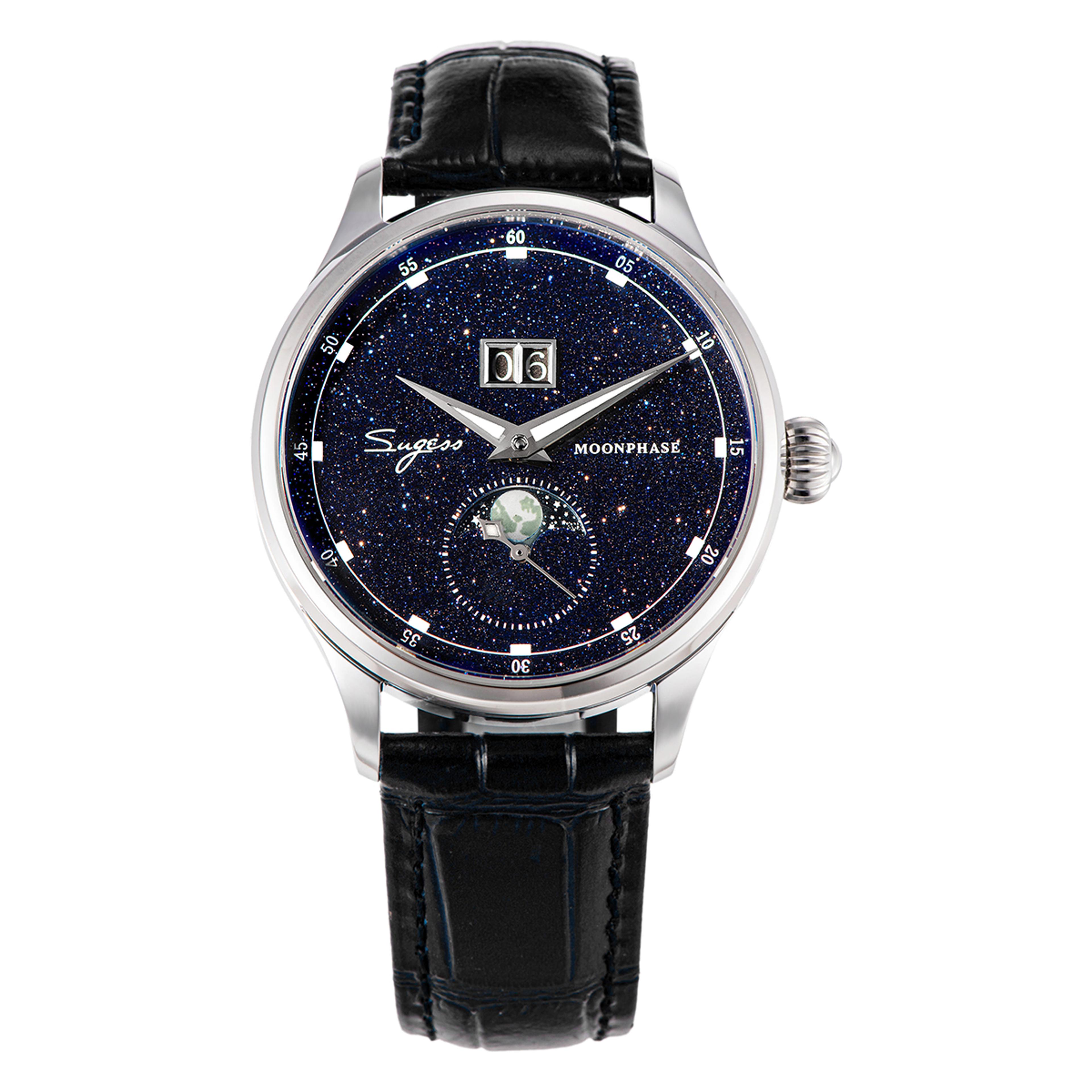 Automatic Mechanical Watch With Seagull Movement Blue Sandstone Dial 12