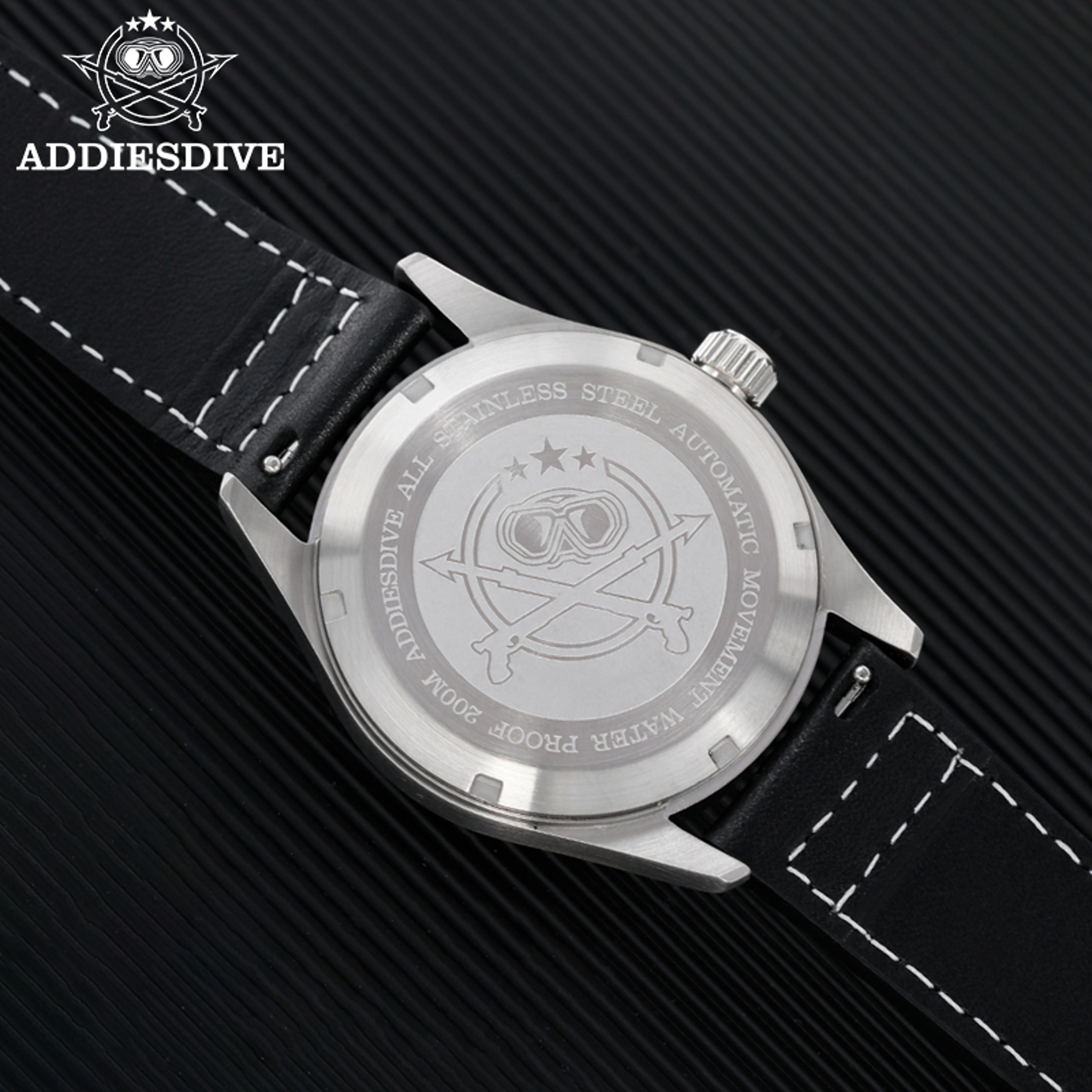 Automatic Mechanical Diving Watch Waterproof Mens Leather Retro Watch 4