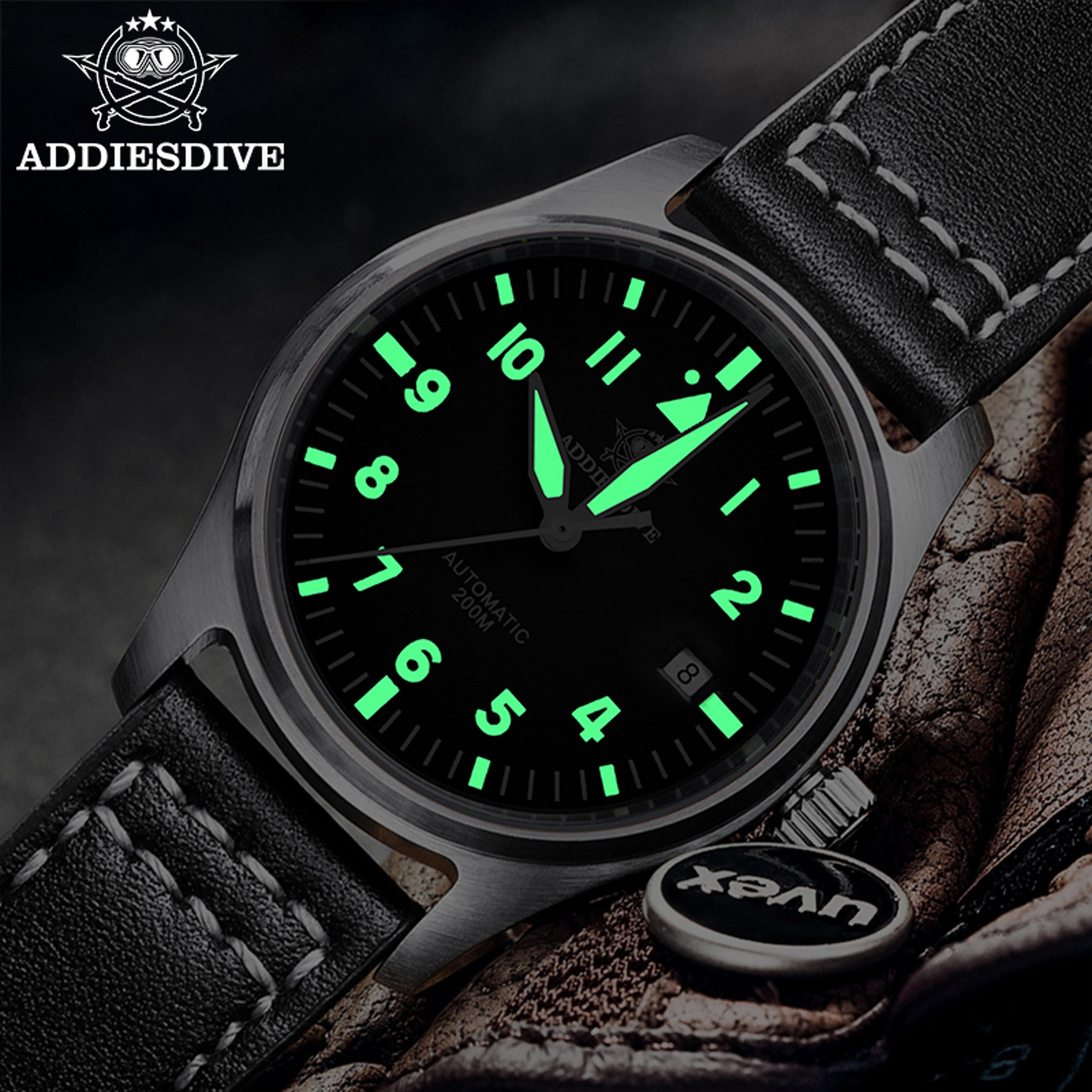 Automatic Mechanical Diving Watch Waterproof Mens Leather Retro Watch 5
