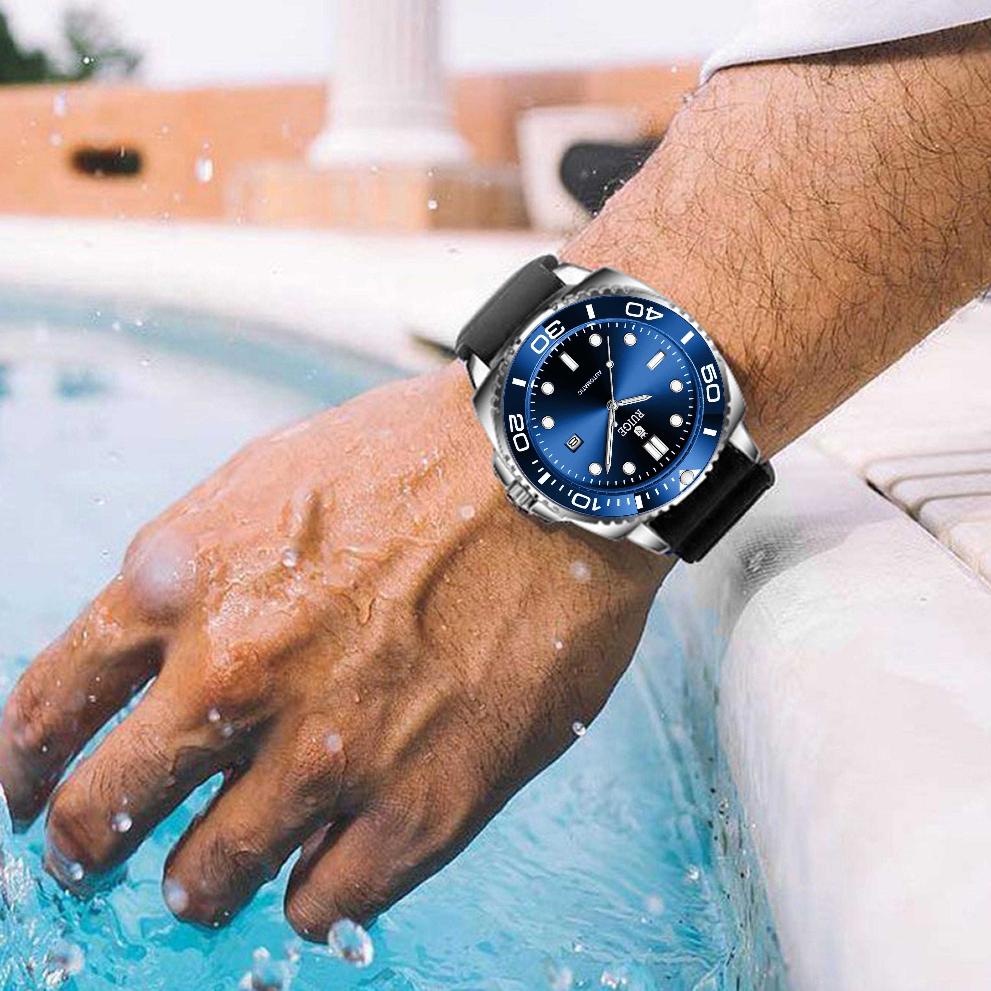Mens Automatic Mechanical Watch With Calendar Waterproof Night Light Fashion Design 5