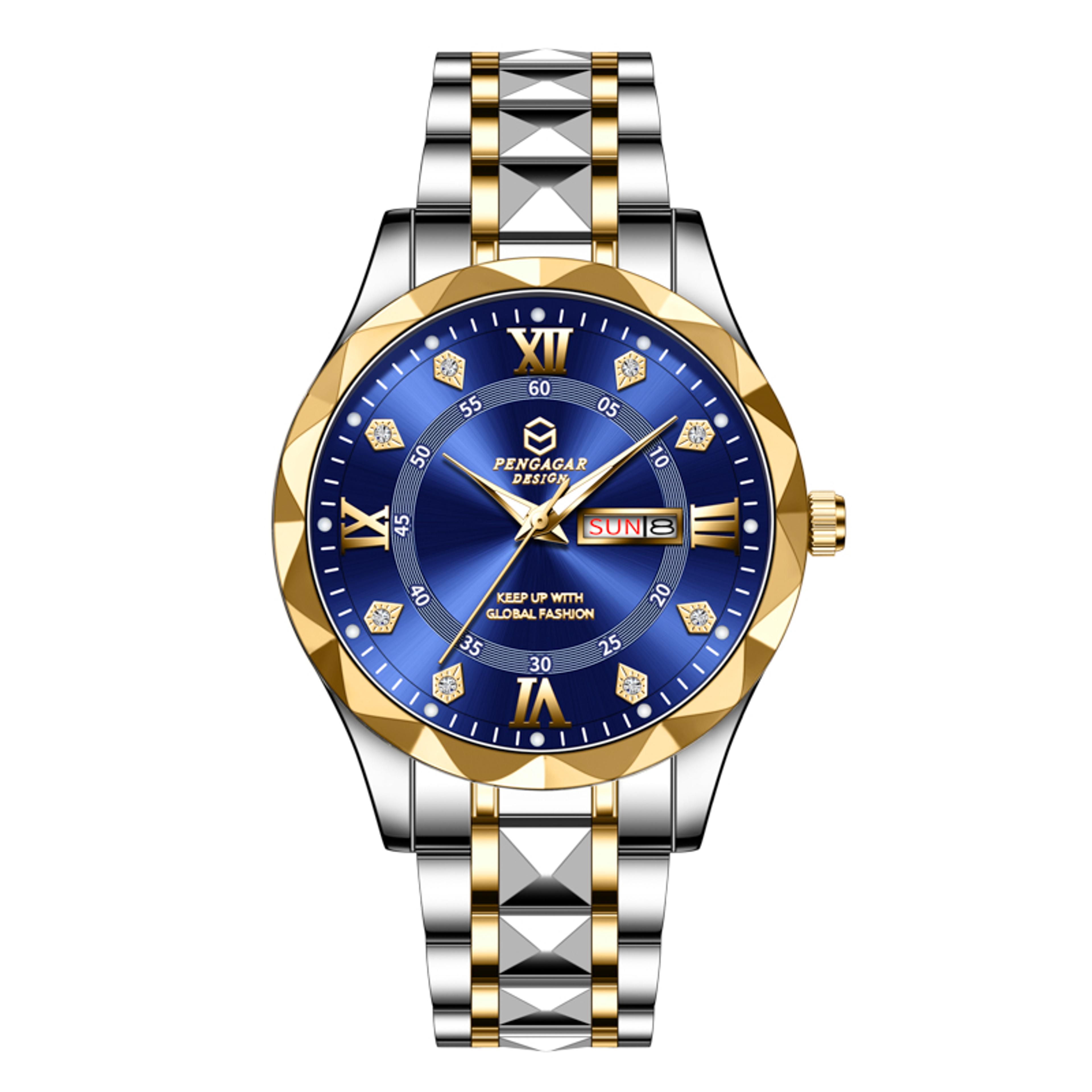 Business Men Stainless Steel Quartz Watch With Date Week Display Luminous Waterproof Design 8