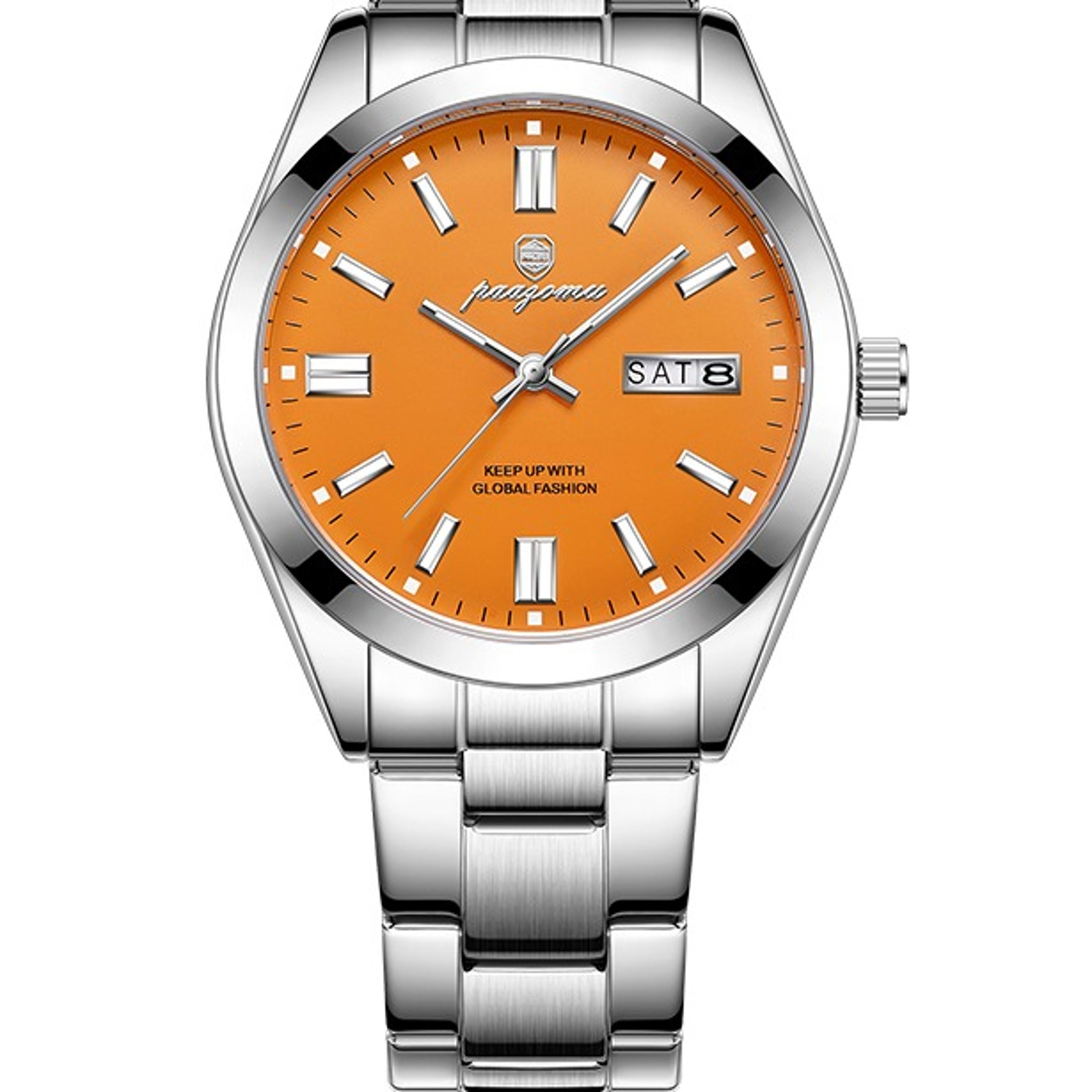 automatic date mens quartz watch stainless steel waterproof luminous fashion wristwatch