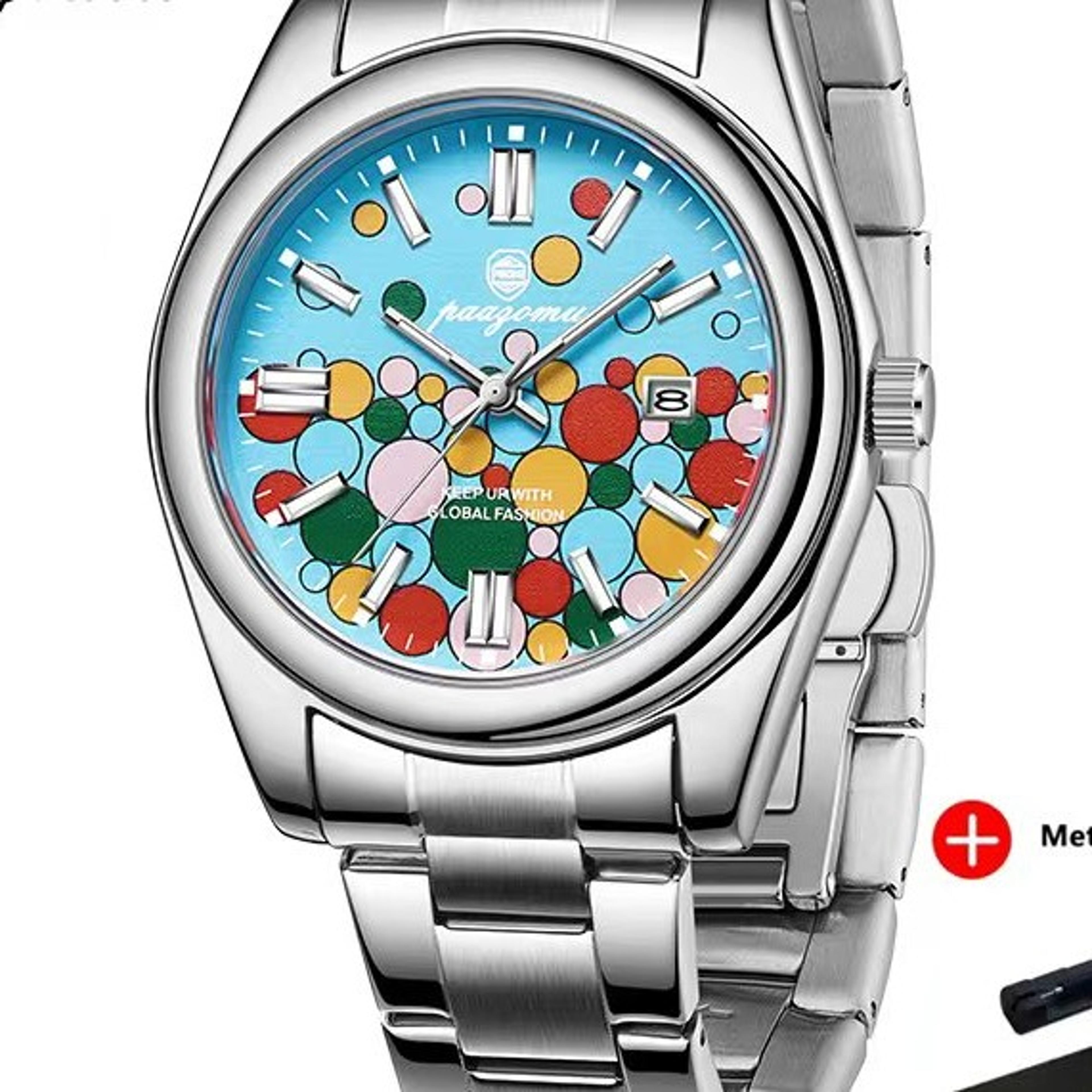 luxury stainless steel men watch with luminous dial waterproof quartz date display